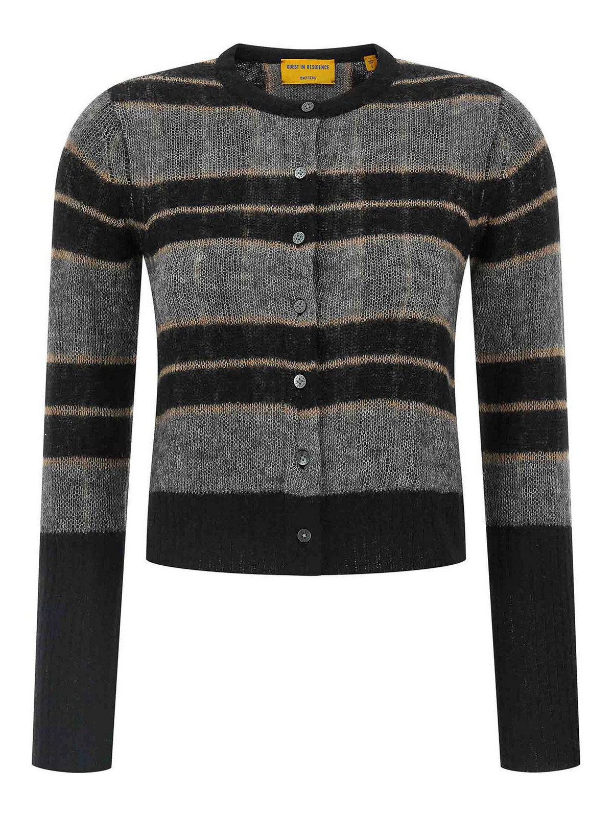 Guest In Residence Shadow Plaid Cardigan With Textured Knit In Multi