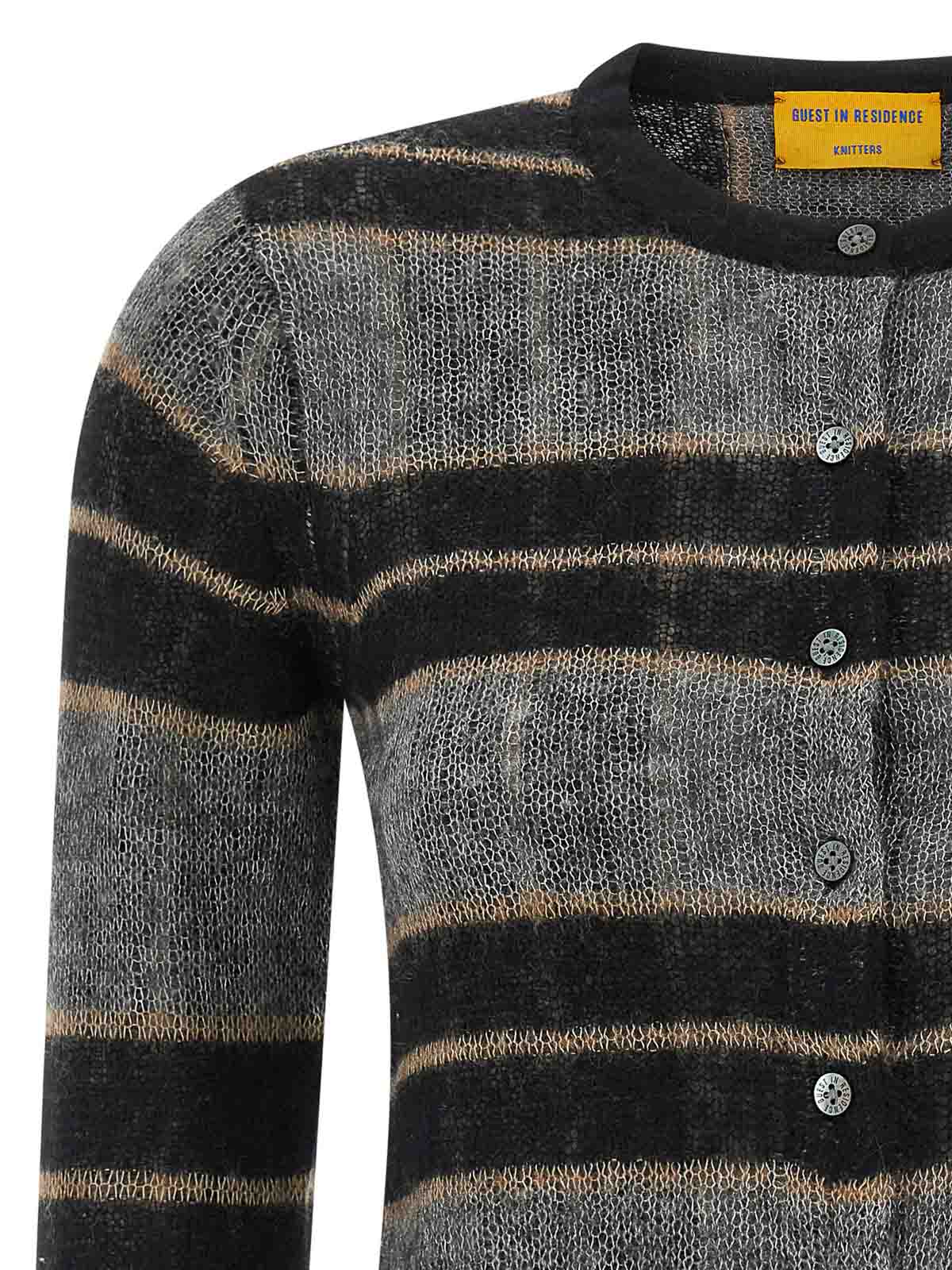 Guest In Residence Shadow Plaid Cardigan With Textured Knit In Multi
