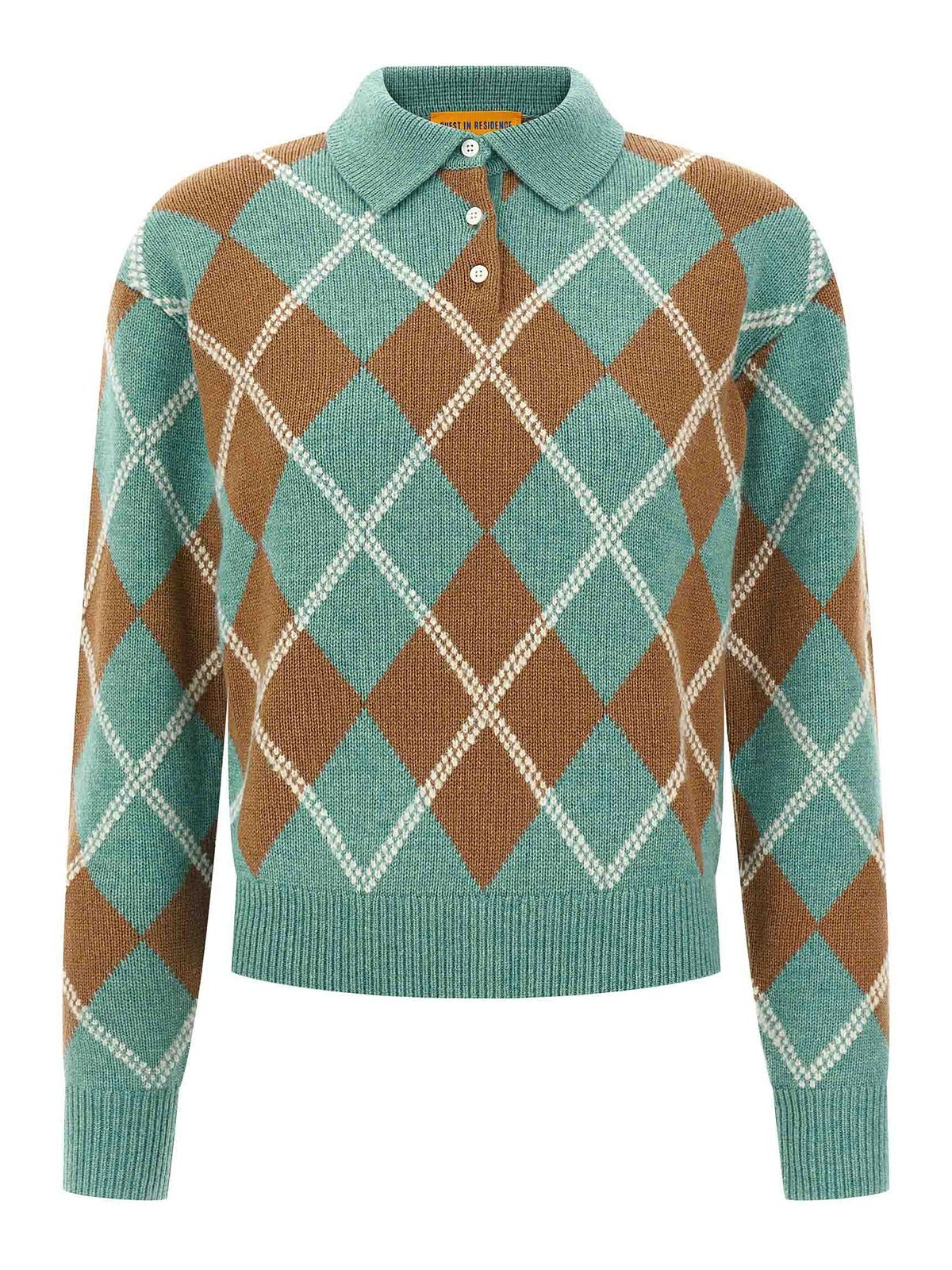Guest In Residence Argyle-pattern Wool-cashmere Polo Shirt In Blue