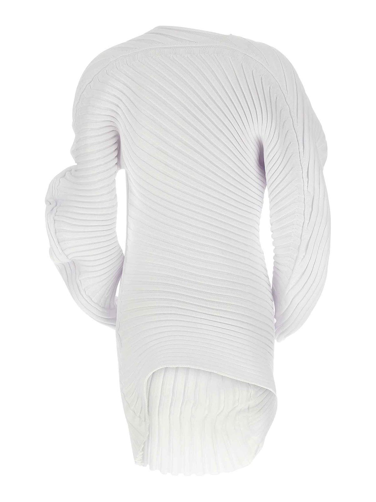 Issey Miyake Ribbed Asymmetrical Top In Multi