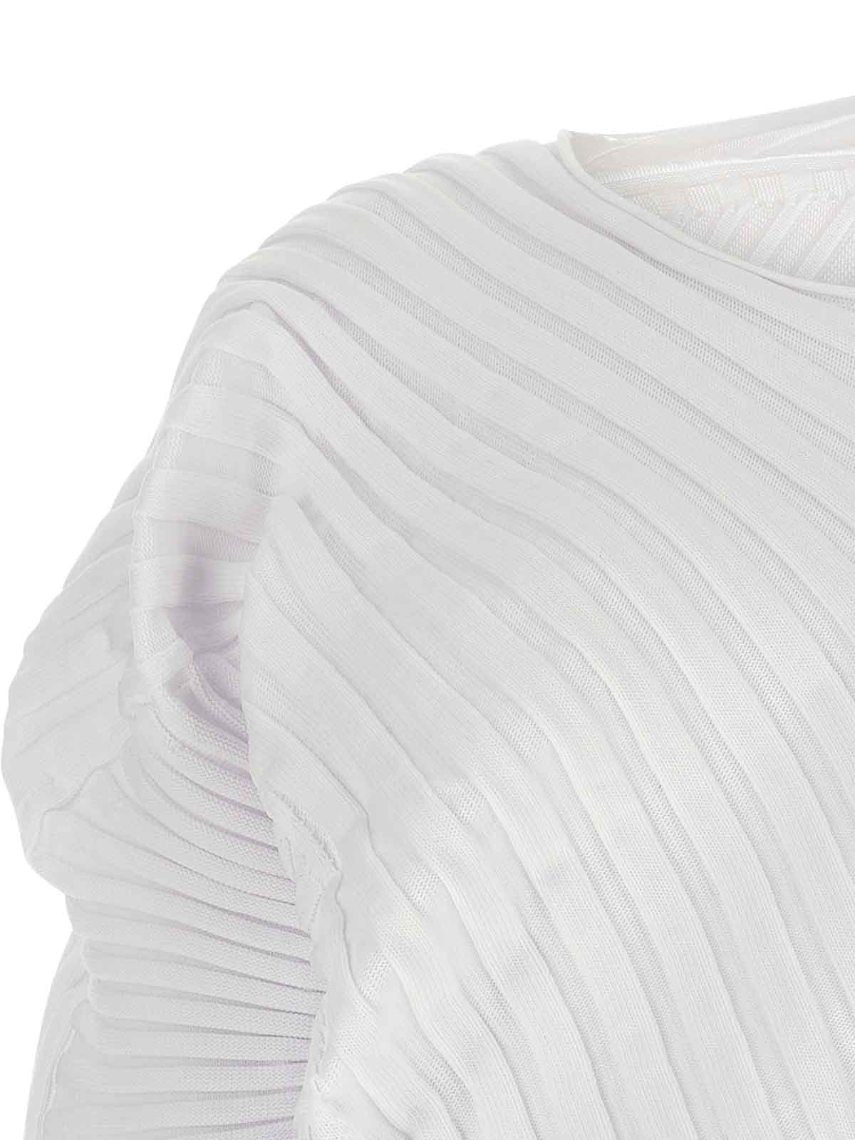 Issey Miyake Ribbed Asymmetrical Top In Multi