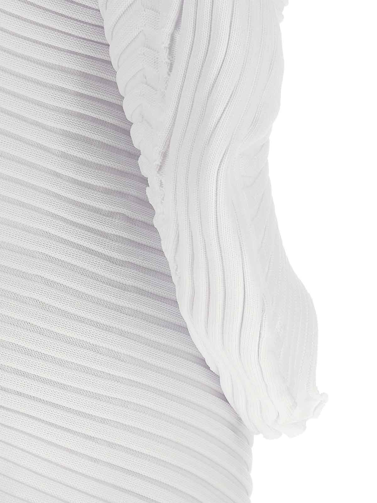 Issey Miyake Ribbed Asymmetrical Top In Multi