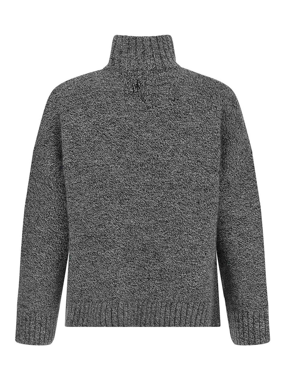Jw Anderson Leather Patch Pocket Sweater In Gray