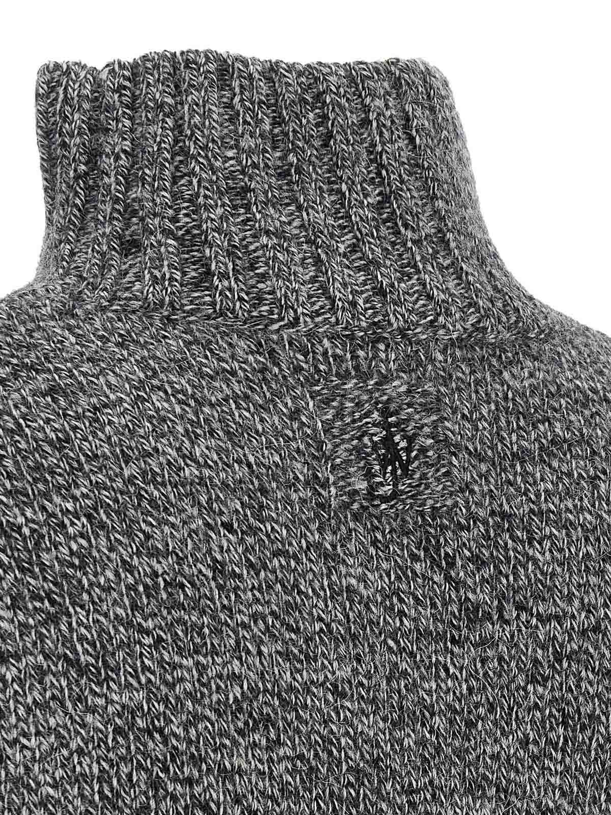 Jw Anderson Leather Patch Pocket Sweater In Gray