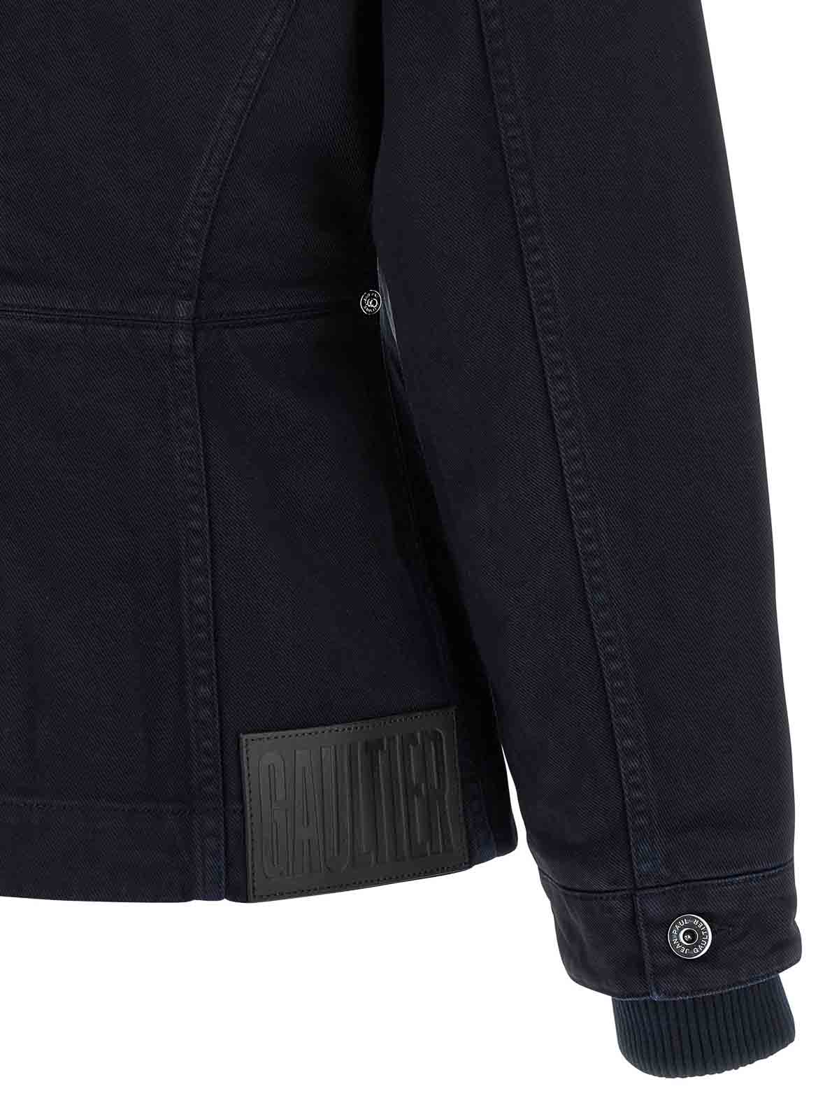 Jean Paul Gaultier The Slit Denim Puffer Jackets Blue In Black