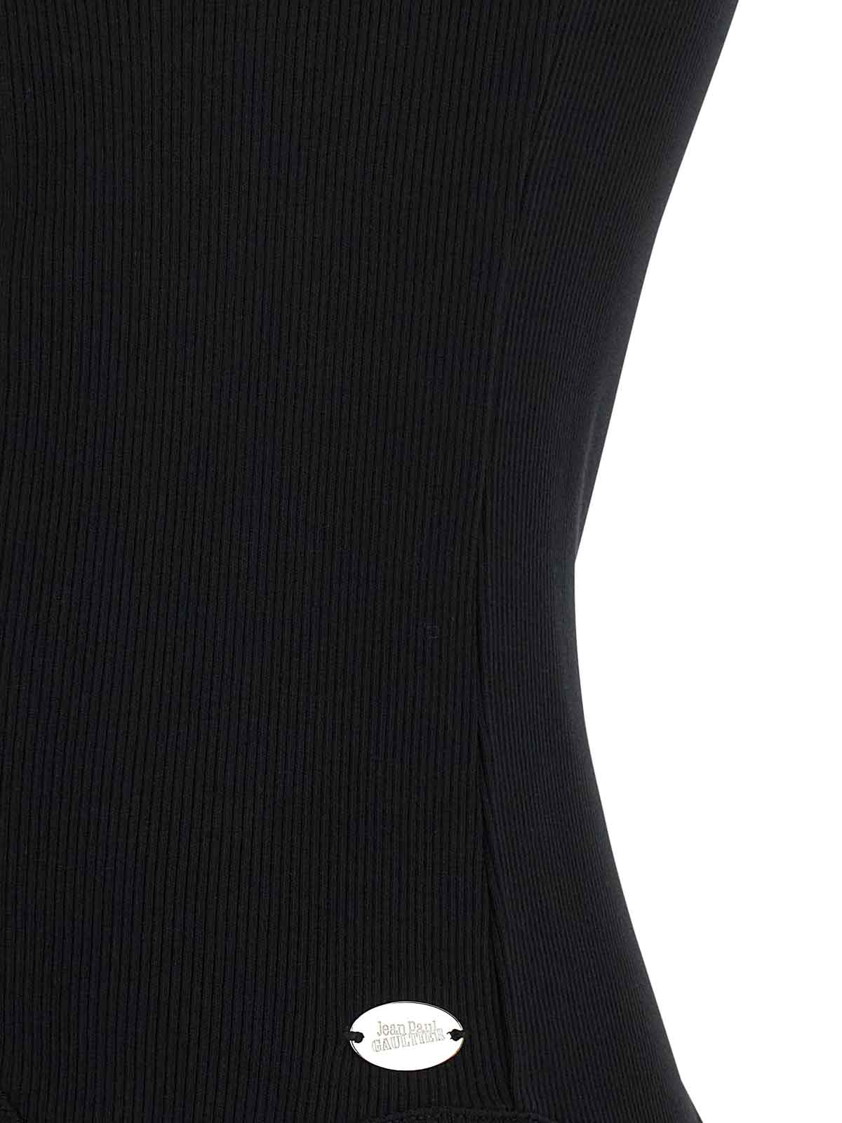 Jean Paul Gaultier Ribbed Cotton Lingerie Garter Top With Belt Loop Detail In Black