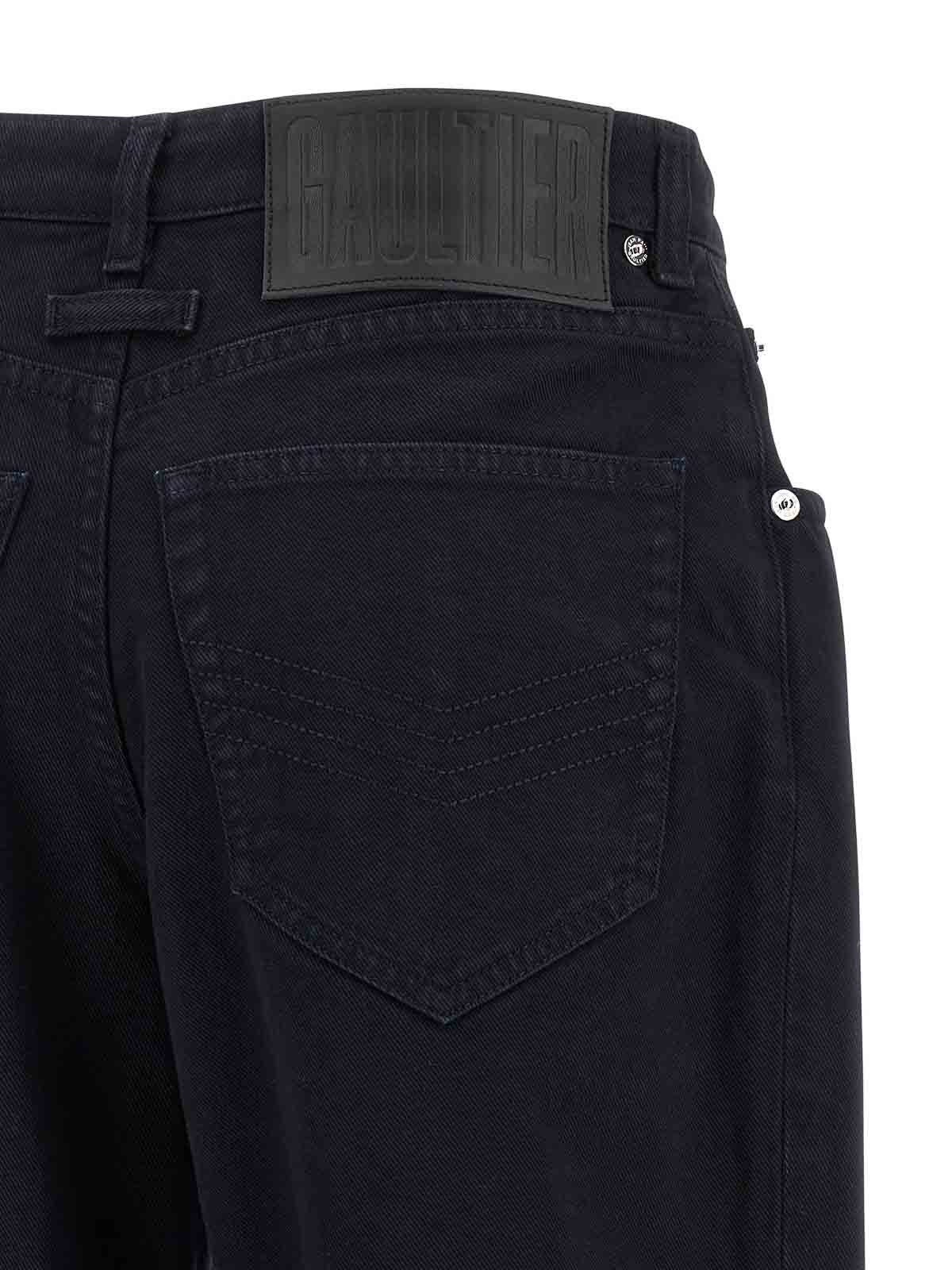 Jean Paul Gaultier Overdyed Upper Panel Denim Trouser In Black