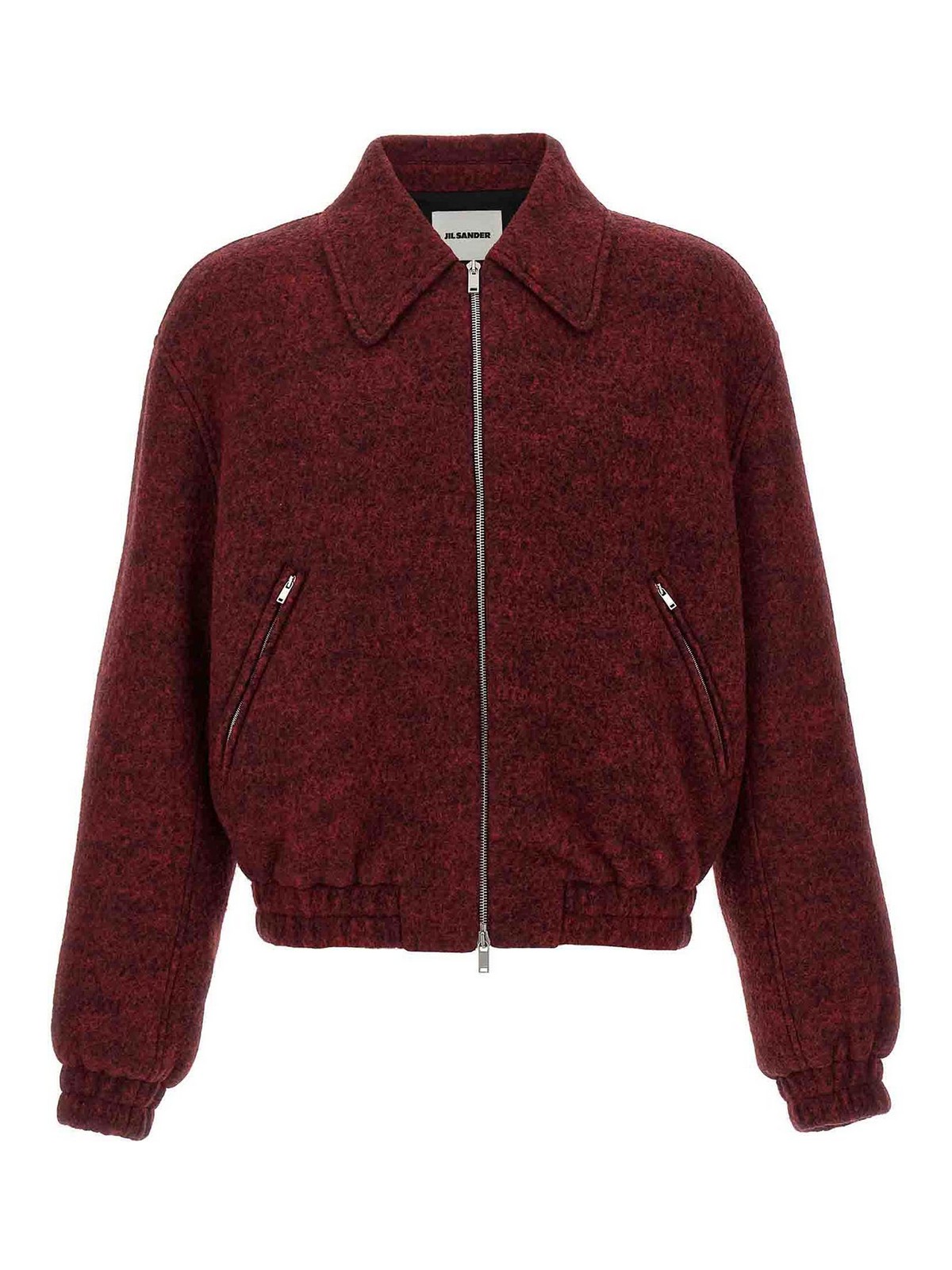 Jil Sander Mlange Wool Bomber Jacket In Burgundy