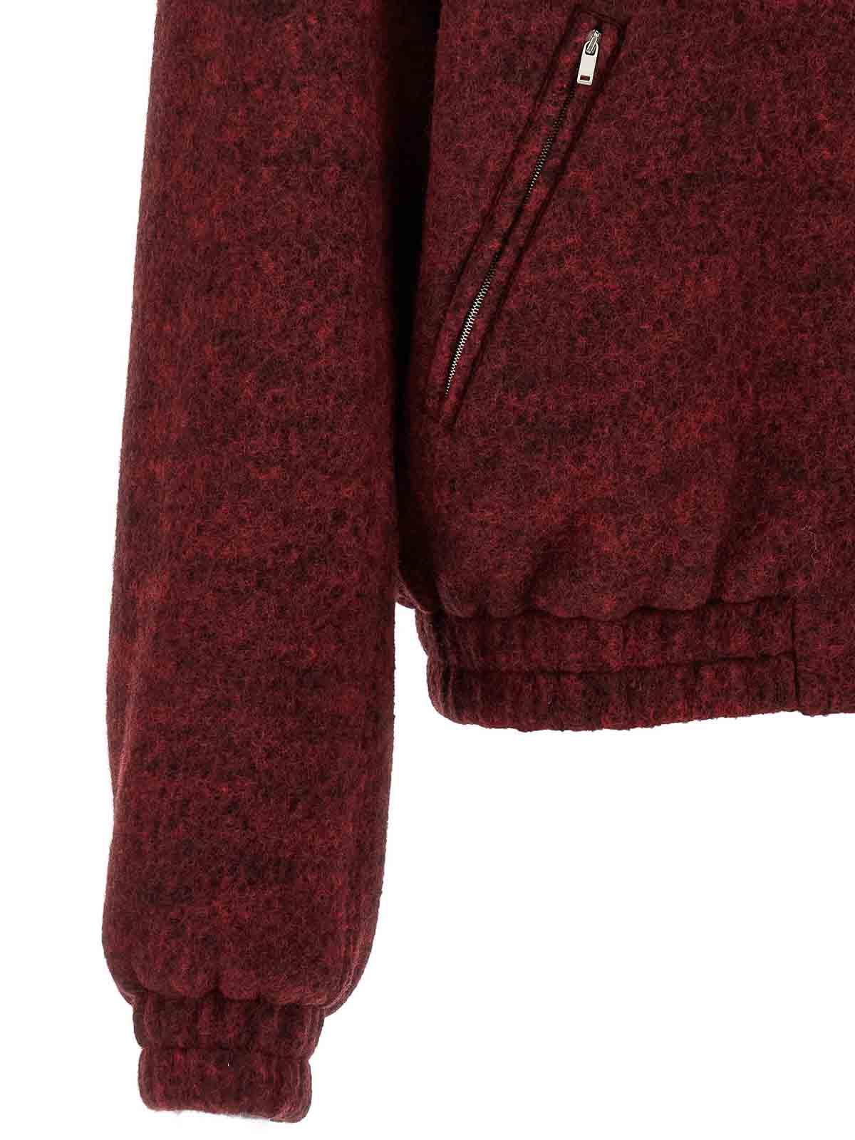 Jil Sander Mlange Wool Bomber Jacket In Burgundy
