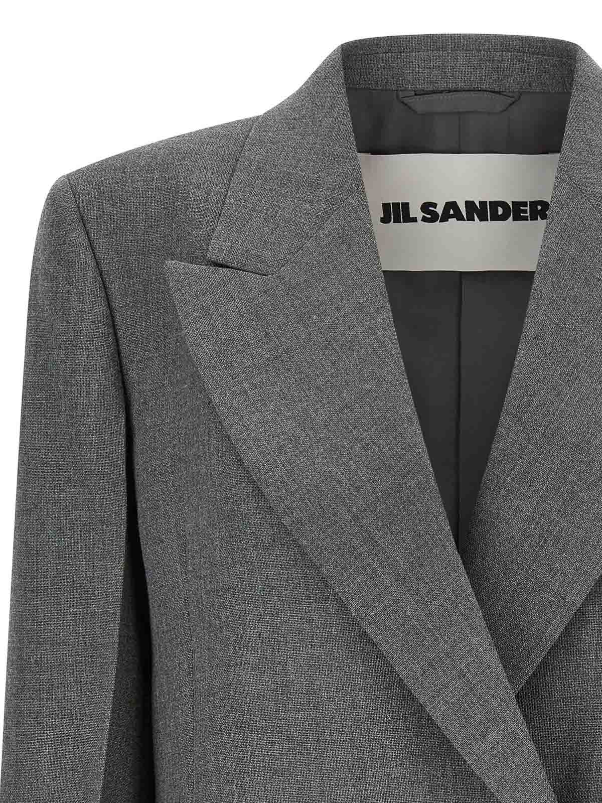 Jil Sander Double-breasted Textured Wool Blazer With Flap Pockets In Gray