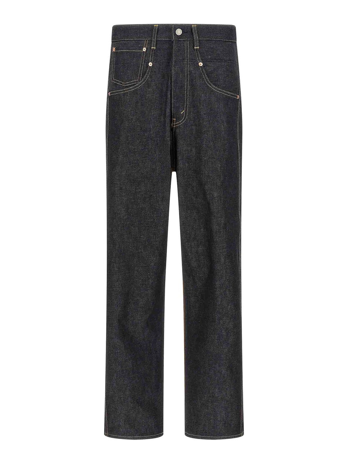 Junya Watanabe Cotton Denim Jeans With Corduroy Back And Contrast Stitching In Multi