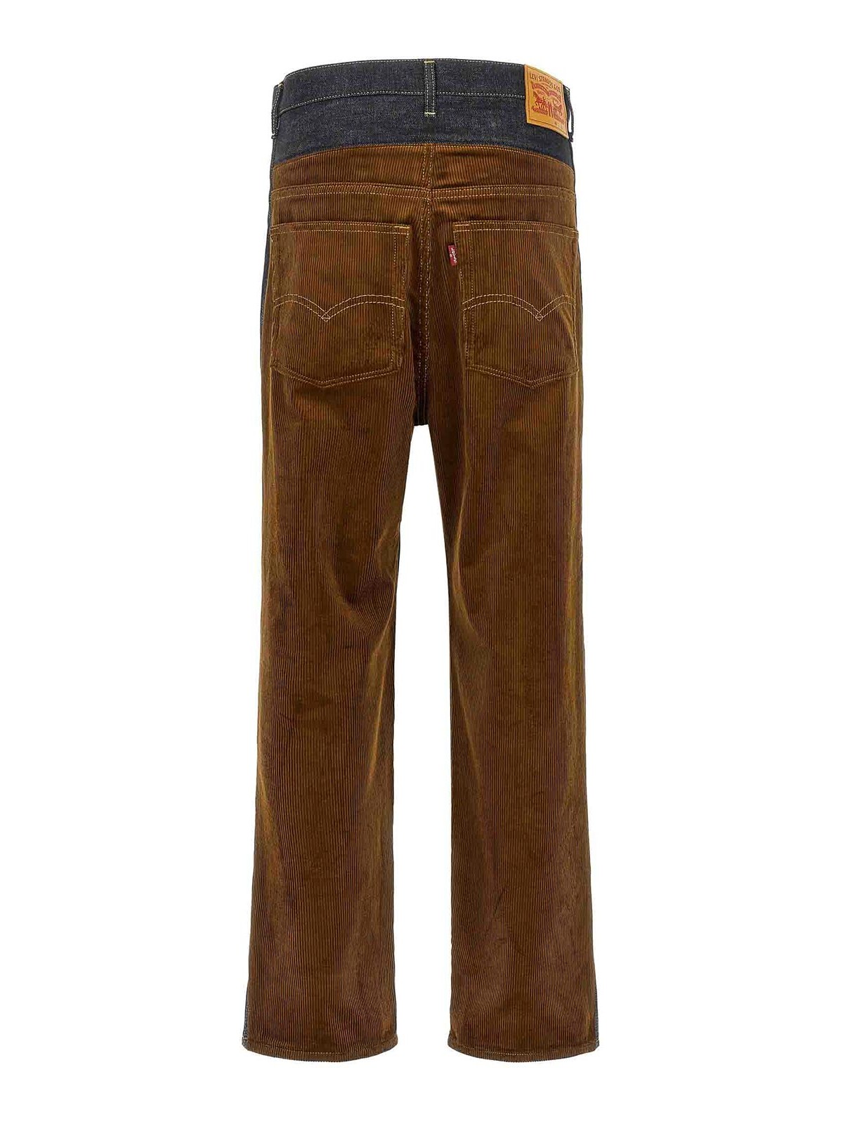 Junya Watanabe Cotton Denim Jeans With Corduroy Back And Contrast Stitching In Multi