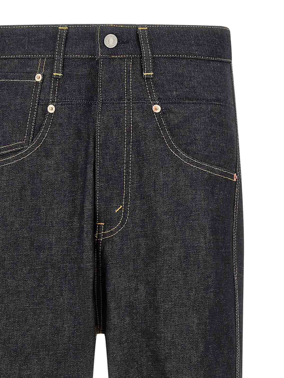 Junya Watanabe Cotton Denim Jeans With Corduroy Back And Contrast Stitching In Multi