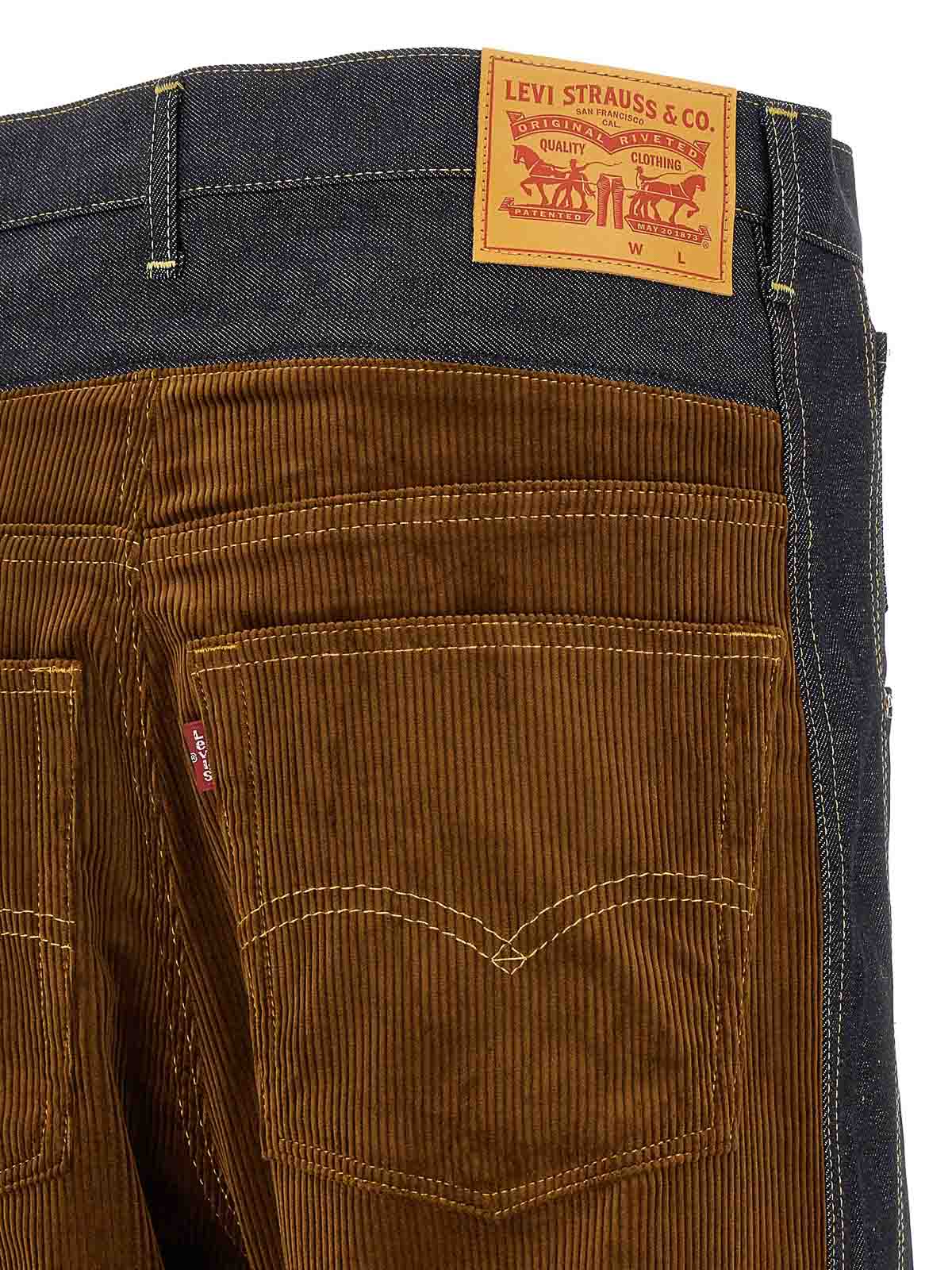 Junya Watanabe Cotton Denim Jeans With Corduroy Back And Contrast Stitching In Multi