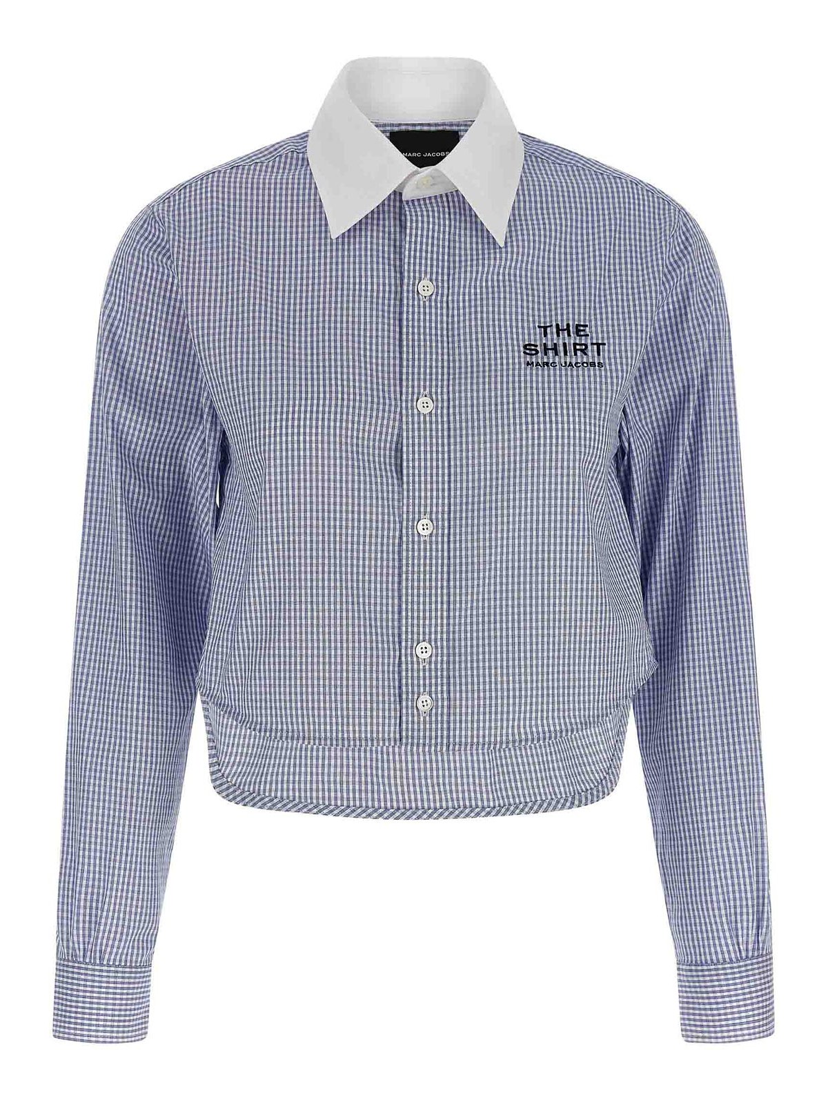 Marc Jacobs Cropped Shirt With Contrast Collar And Cuffs In Blue