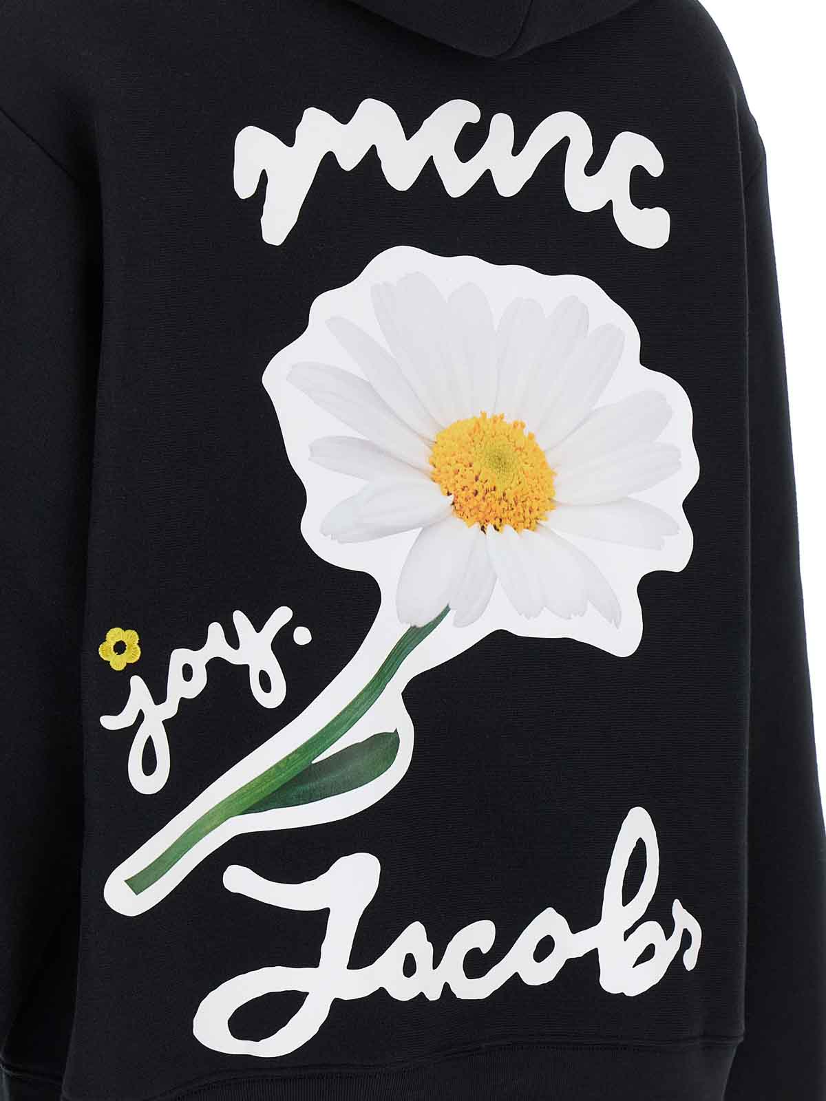 Marc Jacobs Graphic Print Hoodie Front Pocket In Black
