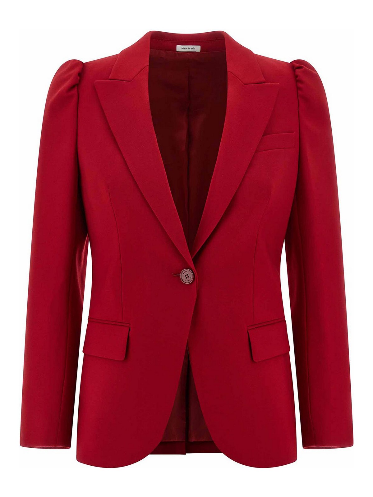 Alexander Mcqueen Puff-sleeve Single-breasted Blazer In Red