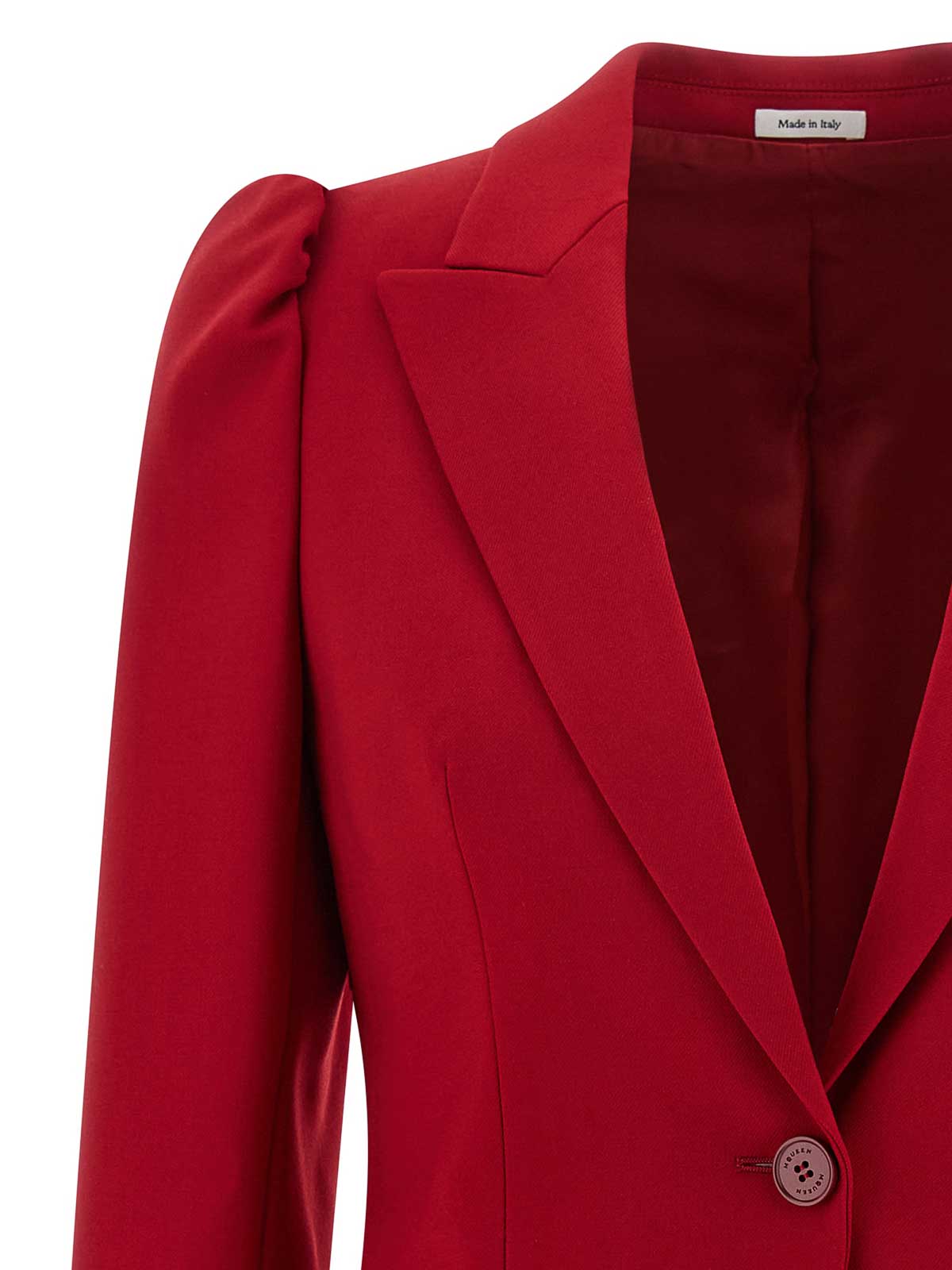 Alexander Mcqueen Puff-sleeve Single-breasted Blazer In Red