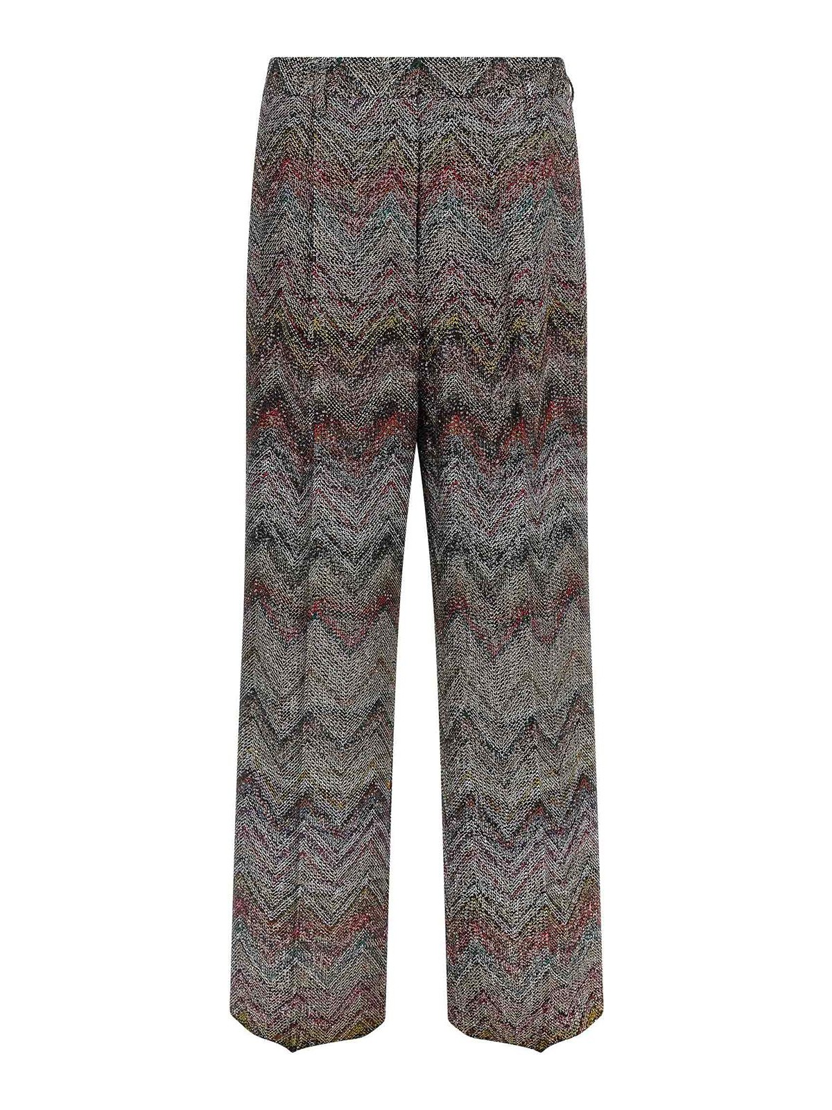 Missoni Wide Leg Sequin Chevron Textured Trousers In Multi