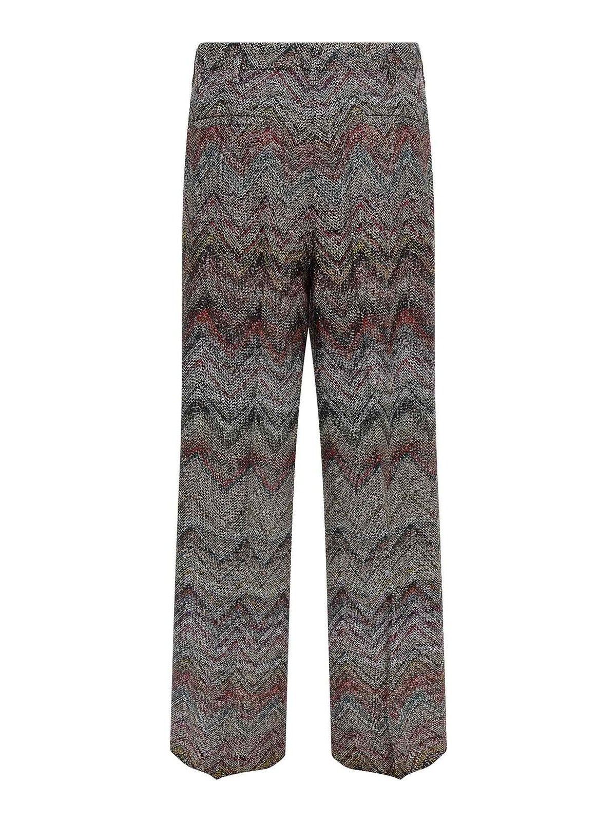 Missoni Wide Leg Sequin Chevron Textured Trousers In Multi