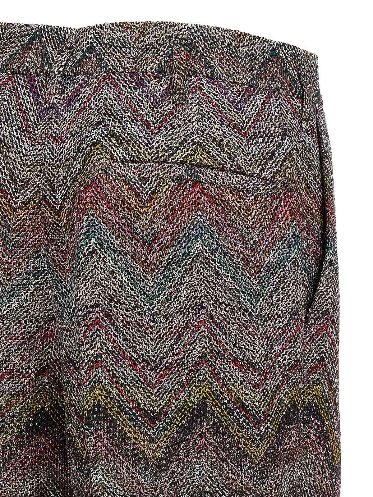 Missoni Wide Leg Sequin Chevron Textured Trousers In Multi