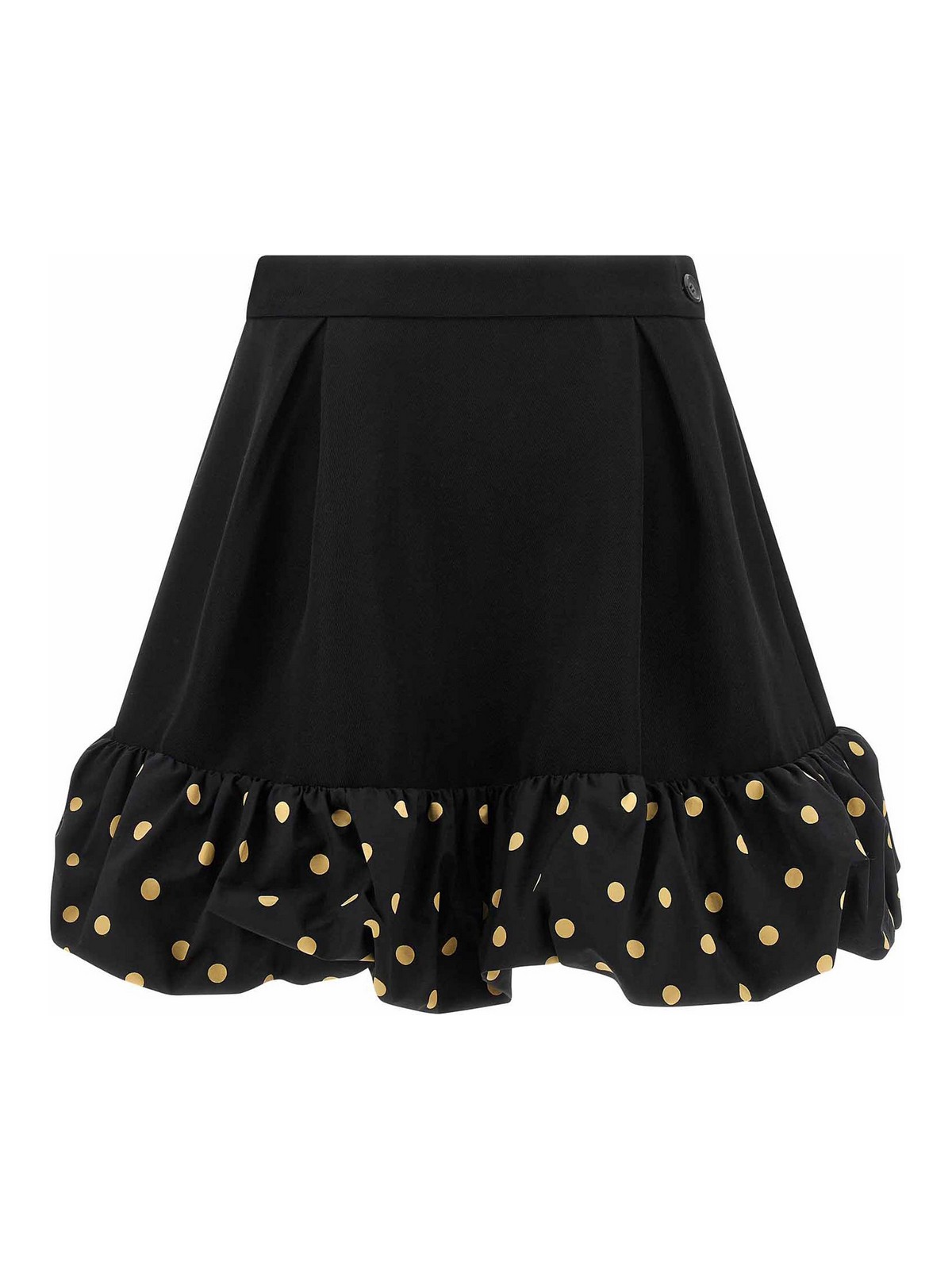 Moschino Polka Dots Wool Blend Diagonal Miniskirt In Black