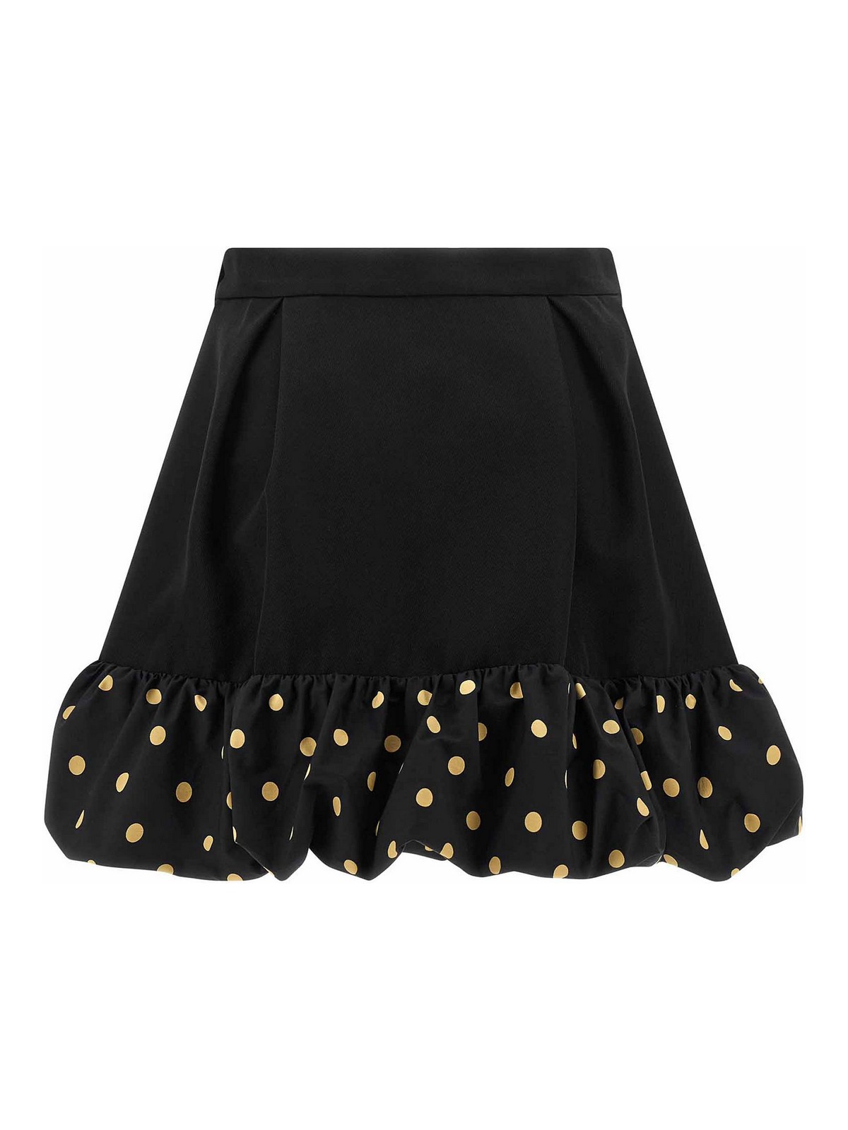 Moschino Polka Dots Wool Blend Diagonal Miniskirt In Black