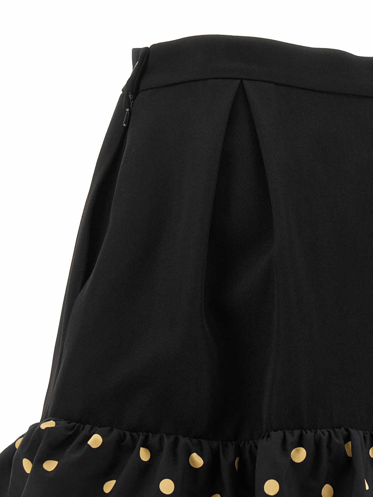 Moschino Polka Dots Wool Blend Diagonal Miniskirt In Black