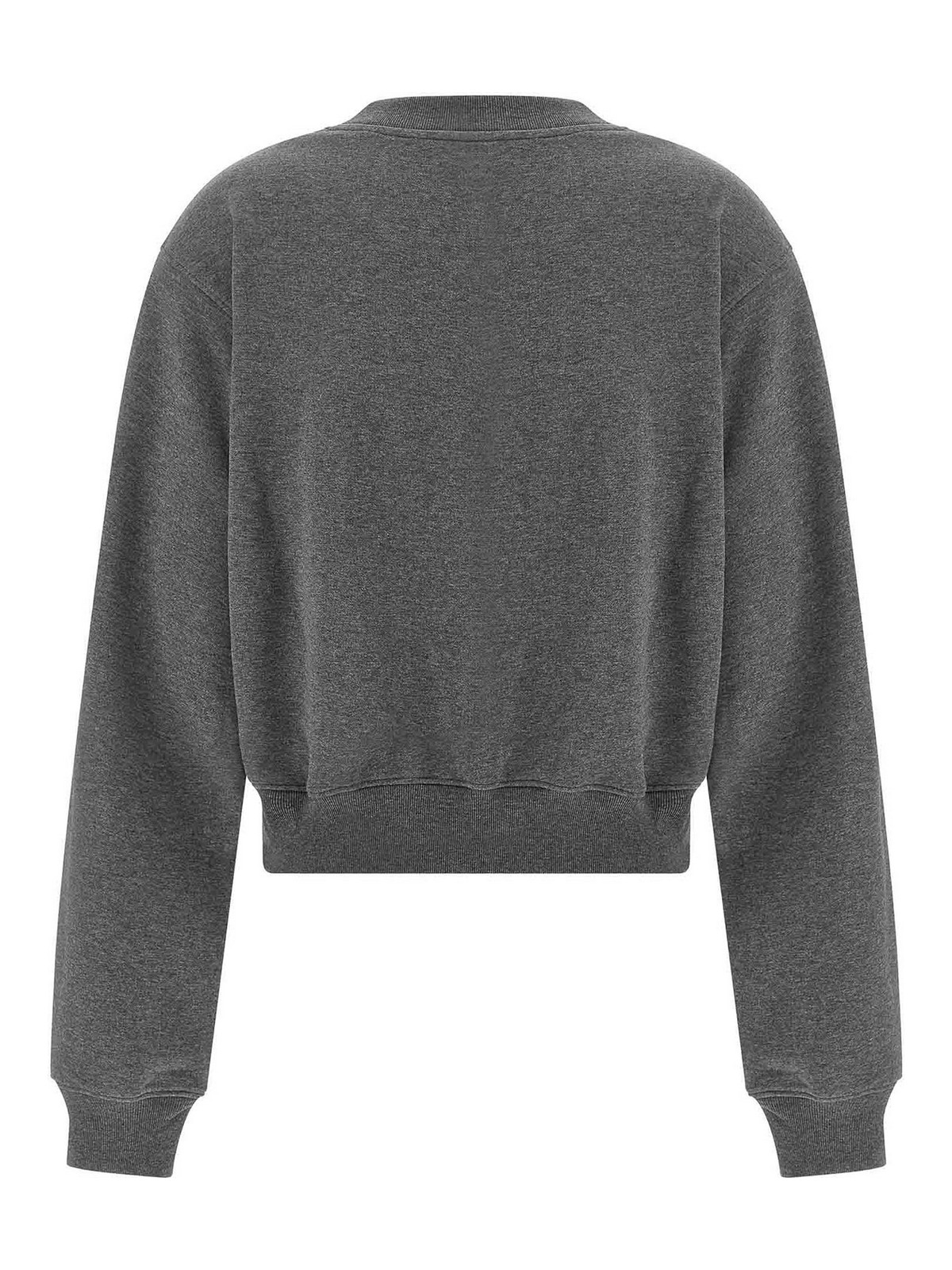 Moschino Cropped Teddy Sweatshirt With Textured Graphic In Gray