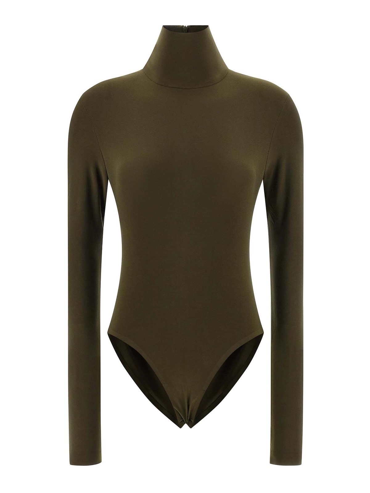 Norma Kamali High-neck Long-sleeved Bodysuit In Green