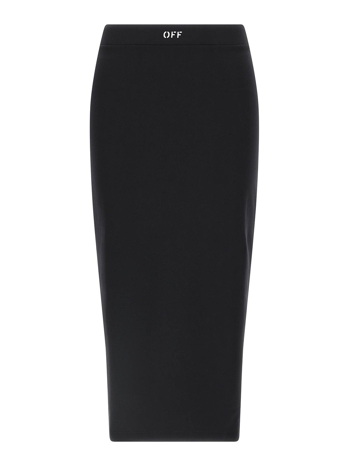 Off-white Fitted Midi Skirt In Stretch Technical Fabric With Front Logo Detail In Black