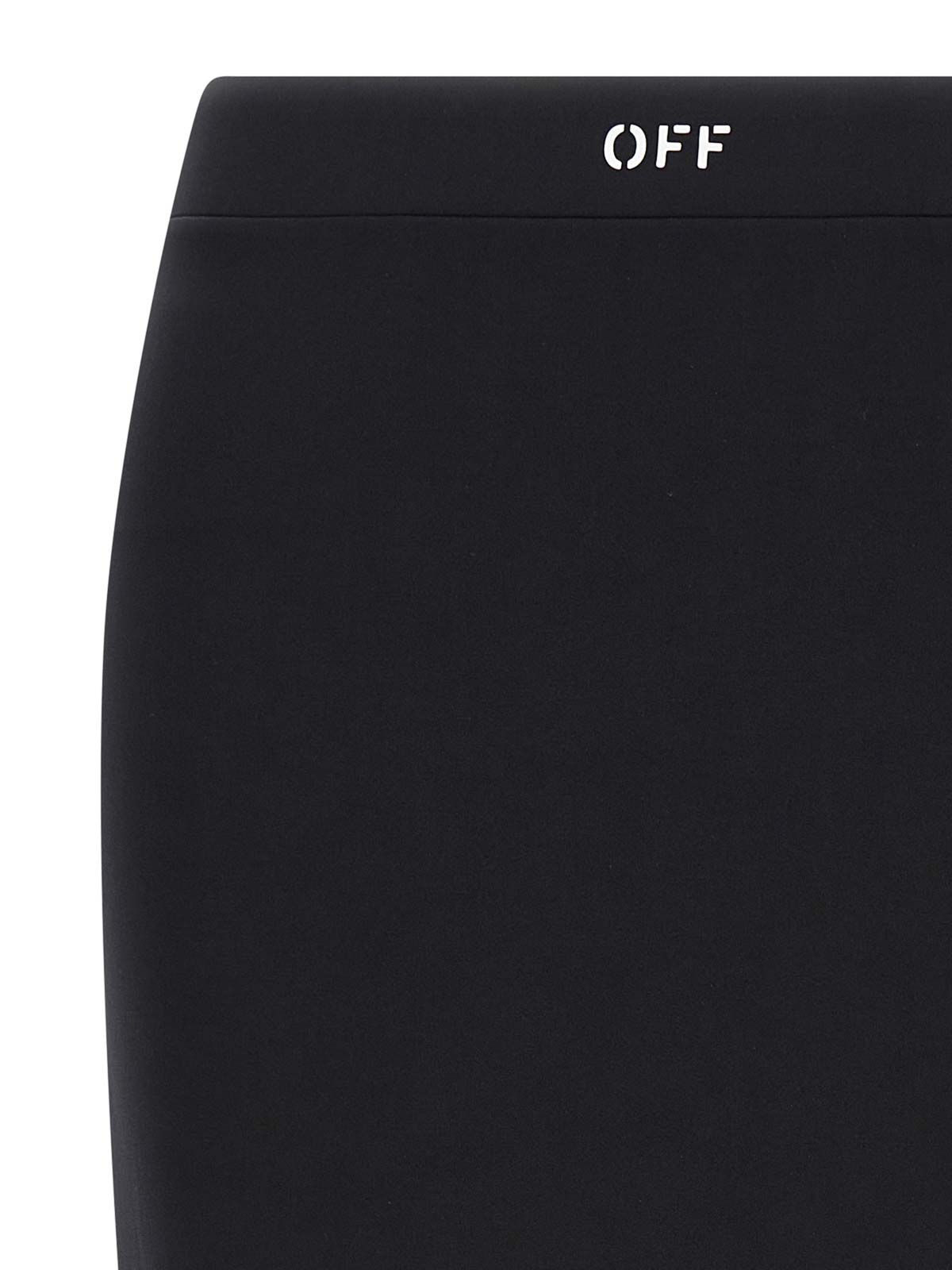 Off-white Fitted Midi Skirt In Stretch Technical Fabric With Front Logo Detail In Black