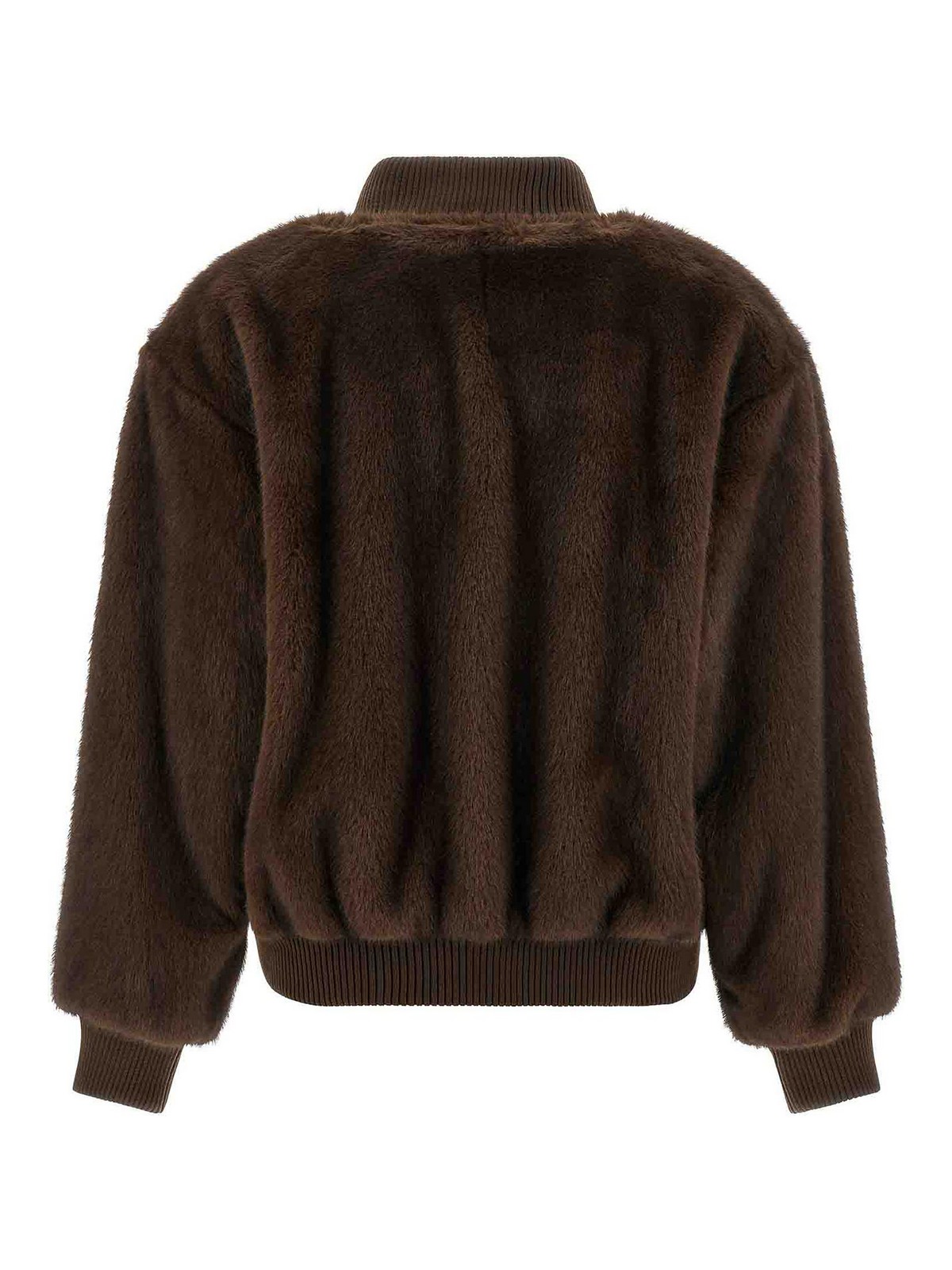 P.a.r.o.s.h Faux Fur Bomber Jacket In Brown
