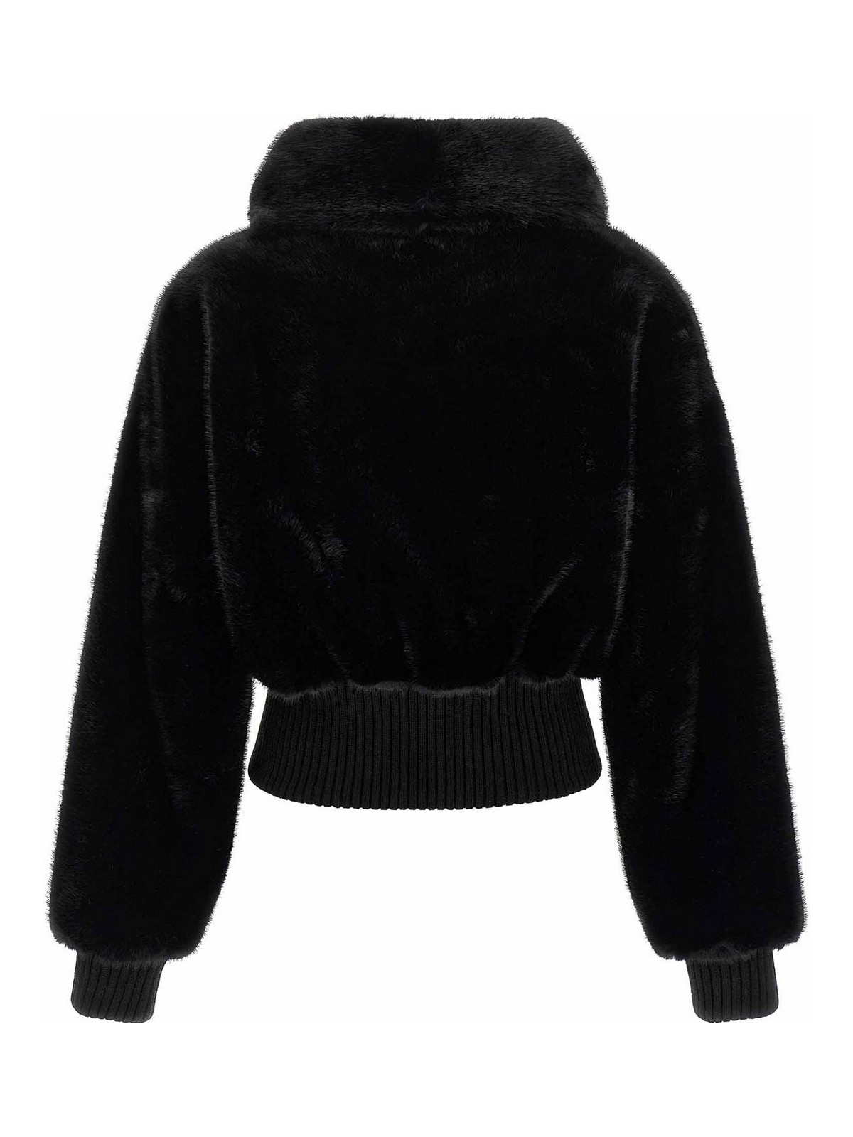 Pinko Ribbed Zip-front Jacket In Black