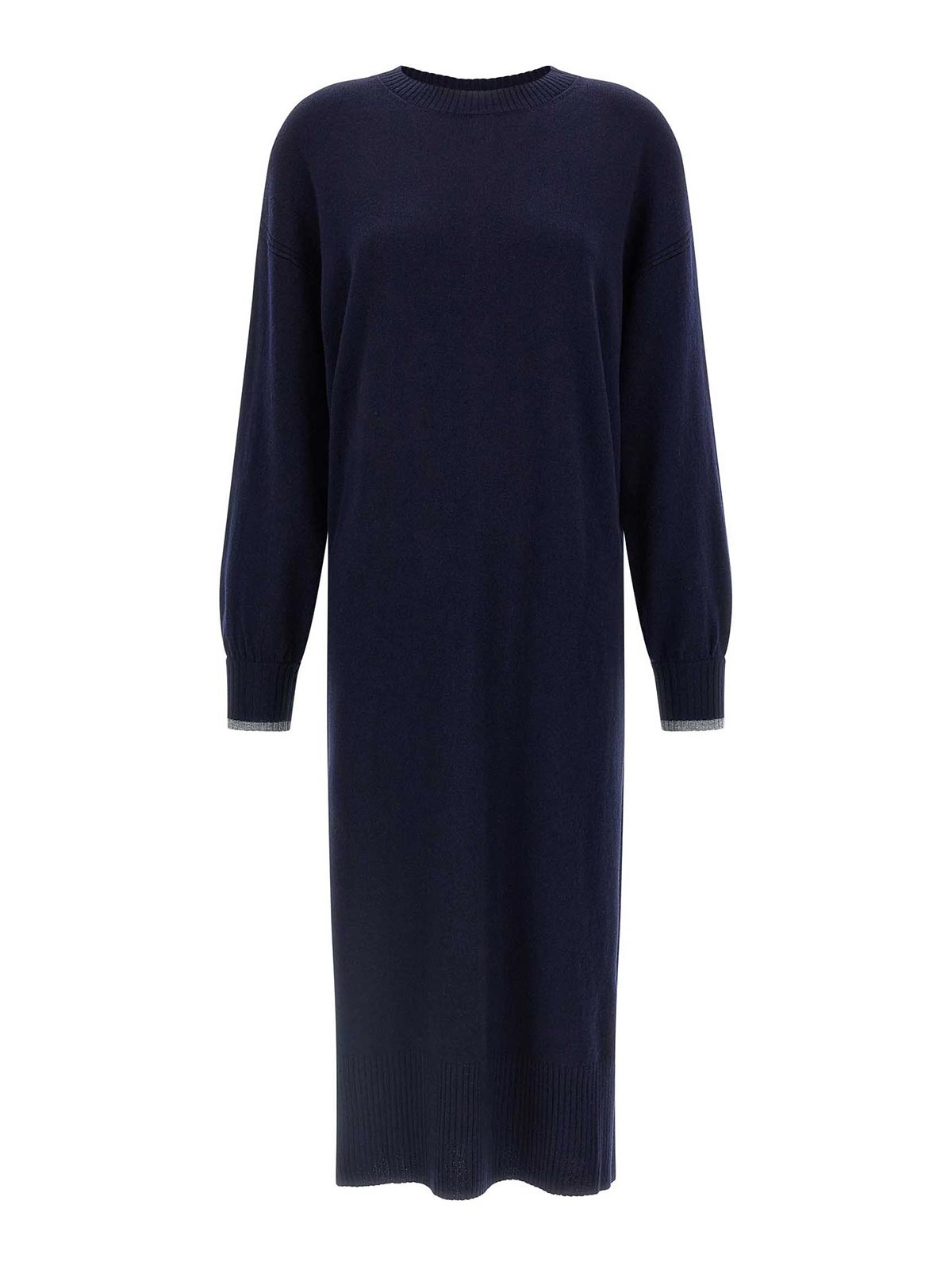 Pinko Crew-neck Contrast-trim Maxi Dress In Blue
