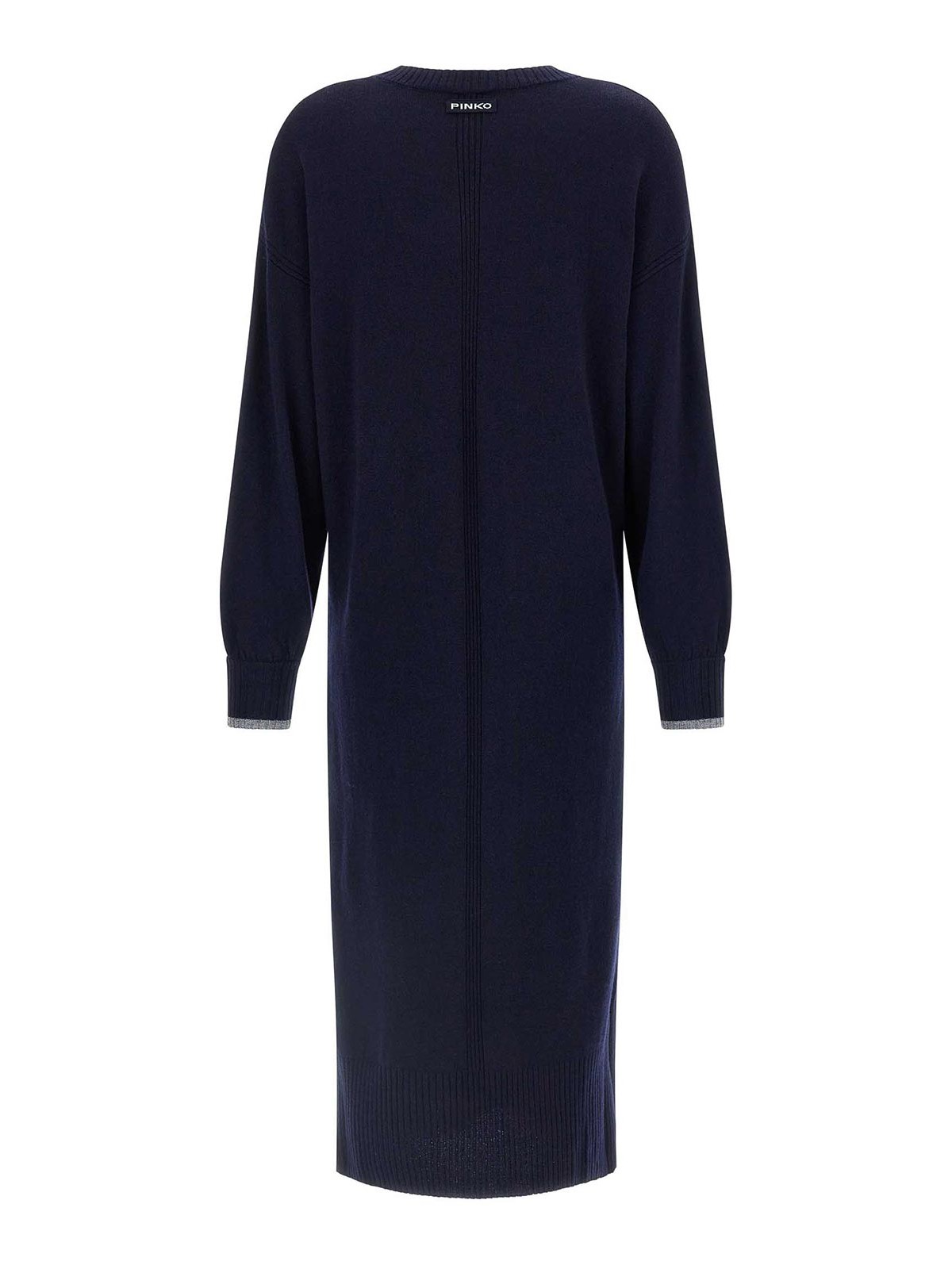 Pinko Crew-neck Contrast-trim Maxi Dress In Blue