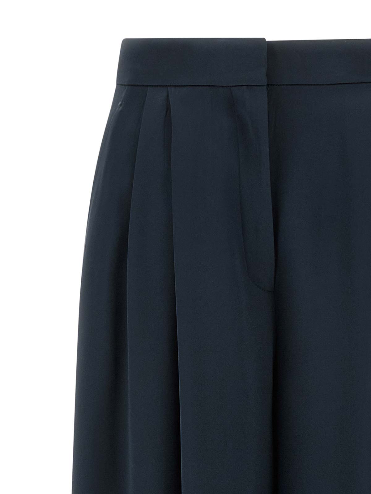 Pinko Wide Leg Pleated Trousers And Pockets In Blue