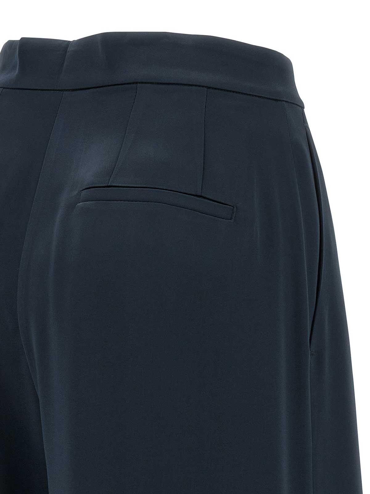 Pinko Wide Leg Pleated Trousers And Pockets In Blue
