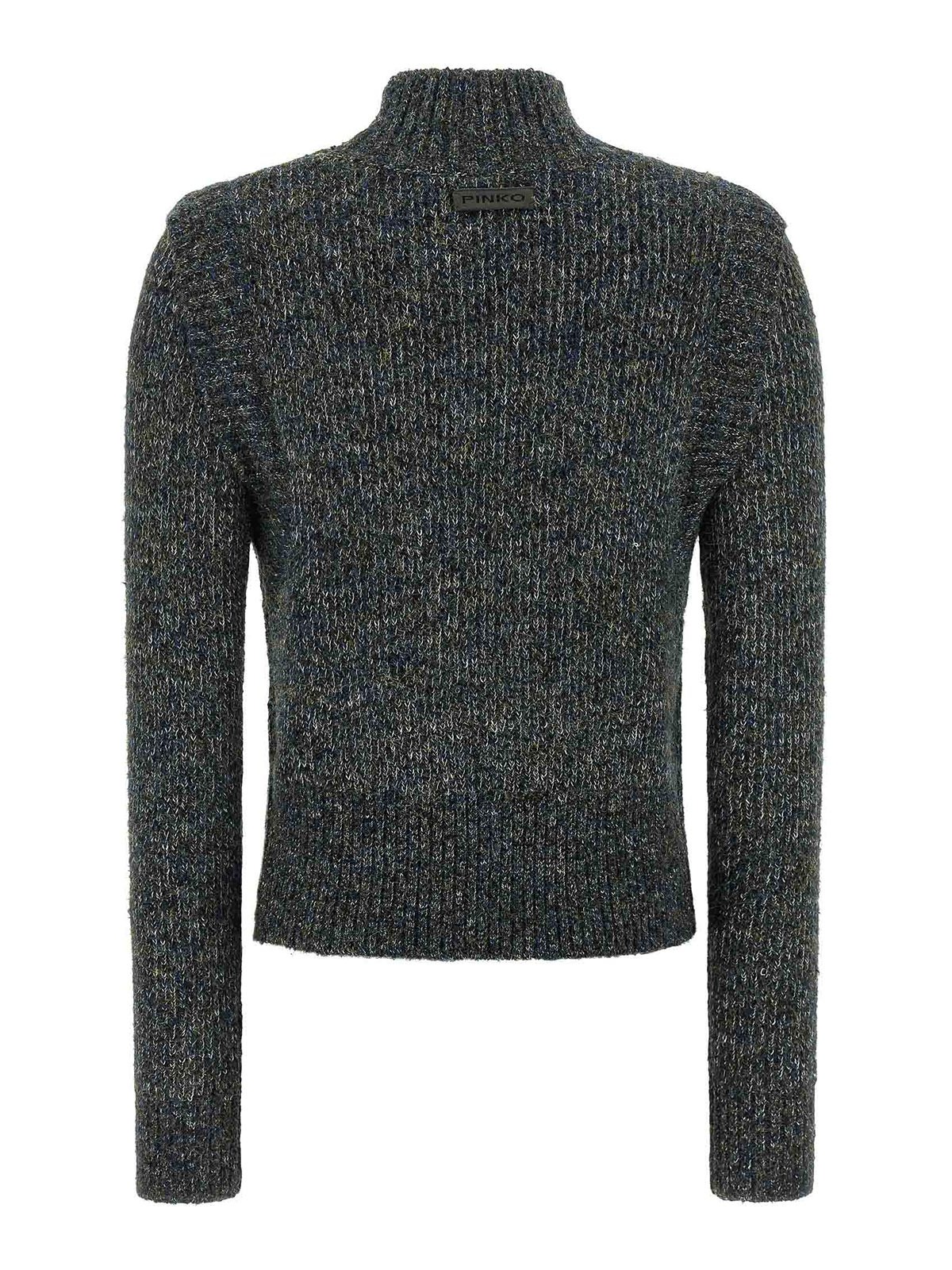 Pinko Mirror Image Embellished Turtleneck Sweater In Gray
