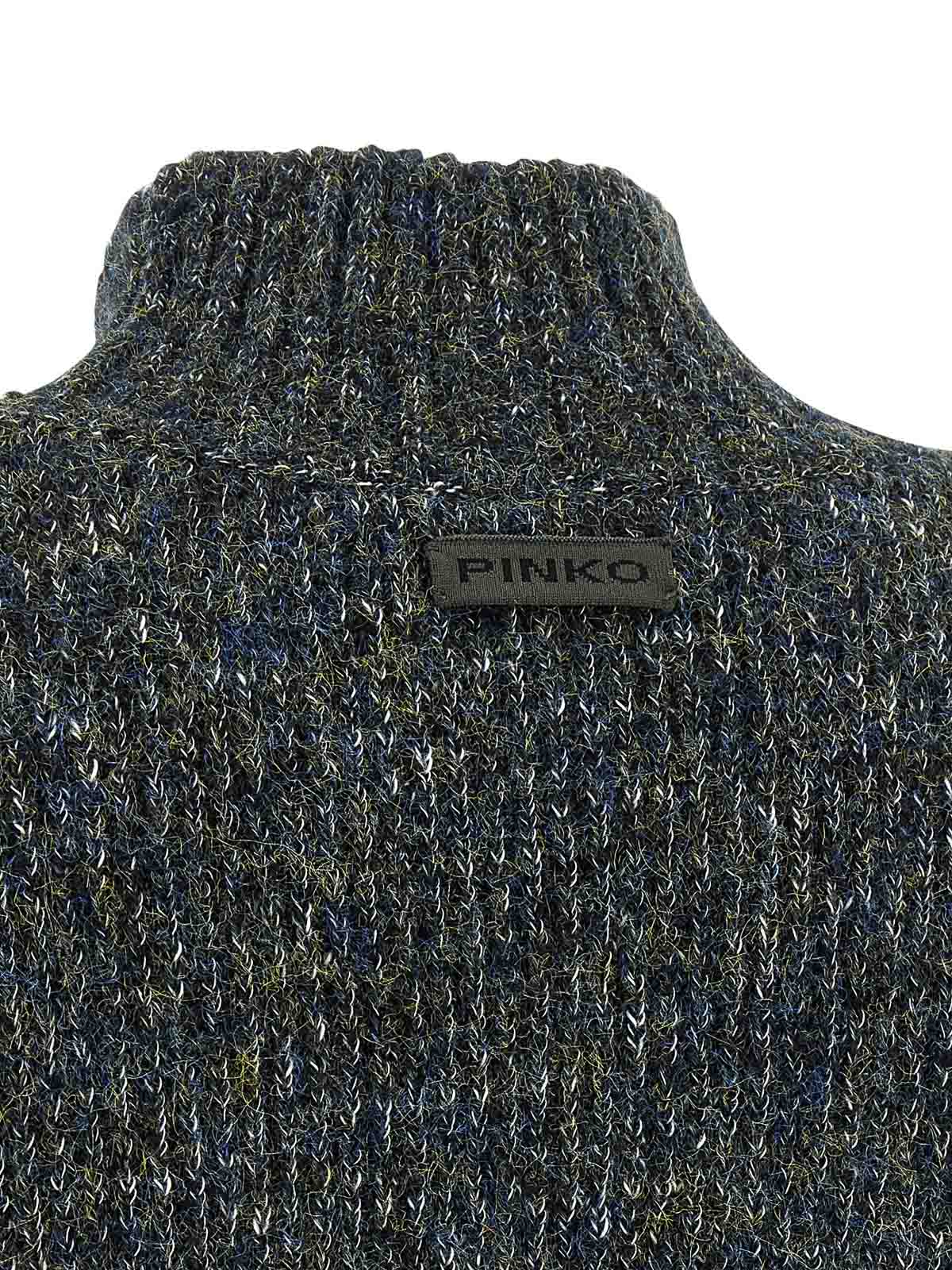 Pinko Mirror Image Embellished Turtleneck Sweater In Gray