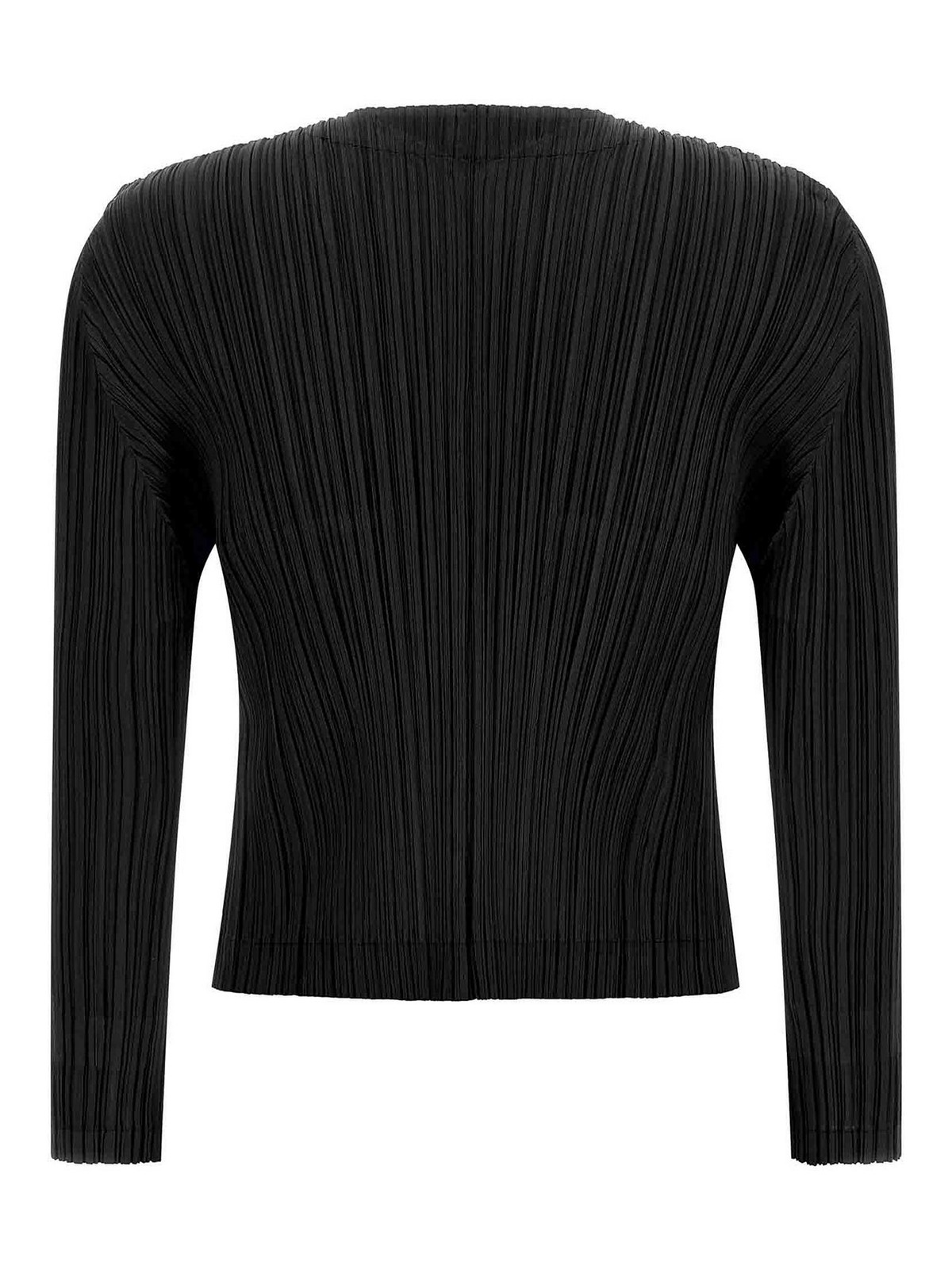 Issey Miyake August Knit Cardigan Crew Neck In Black