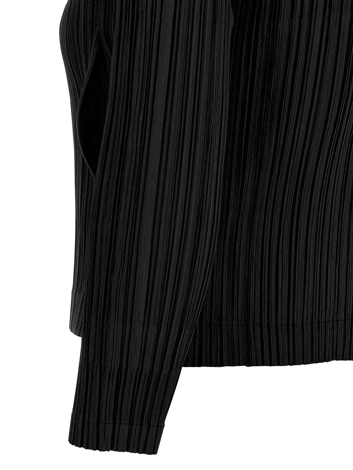 Issey Miyake August Knit Cardigan Crew Neck In Black