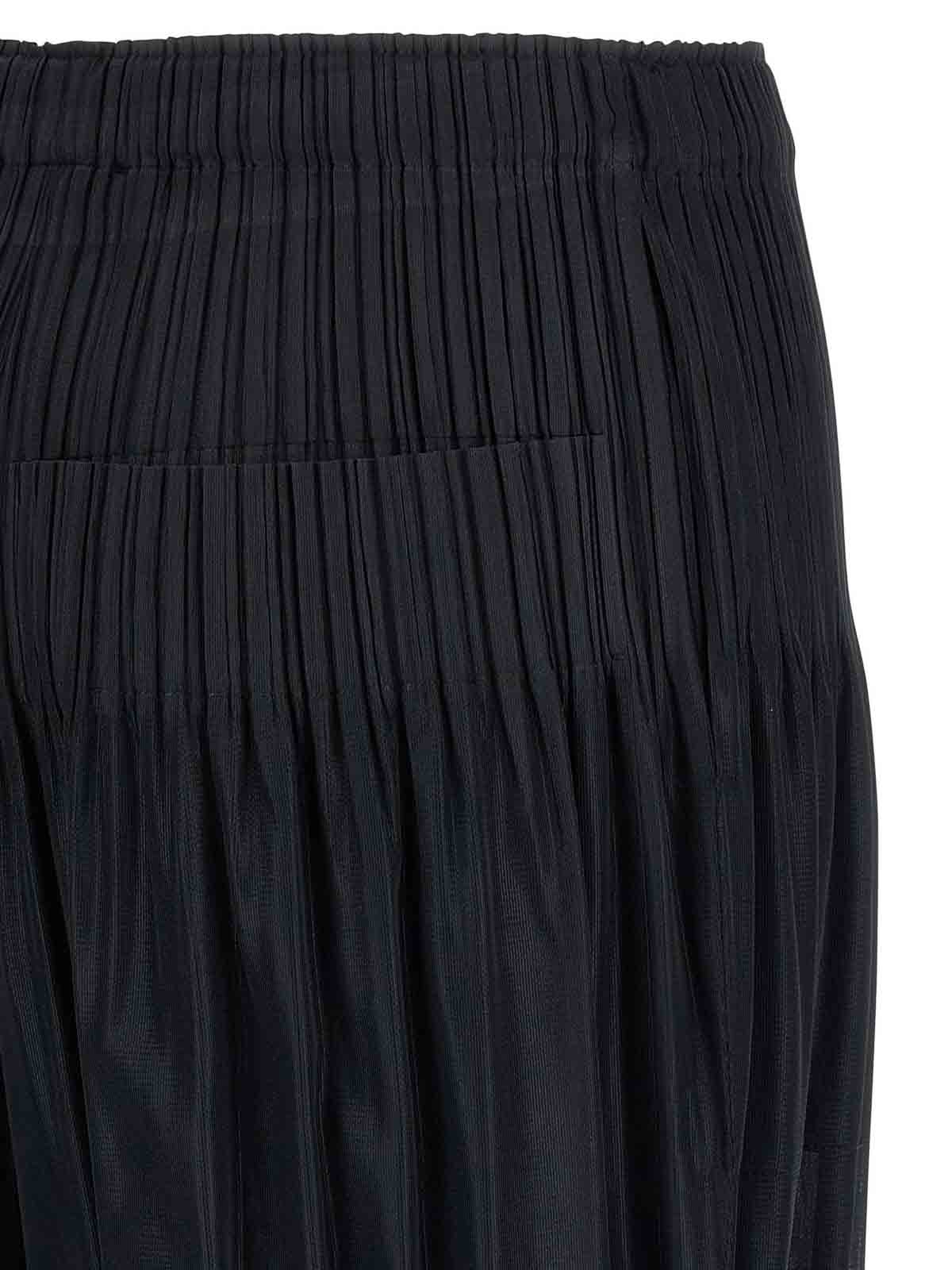 Issey Miyake Trousers Elastic Waistband Ribbed Cuffs In Black