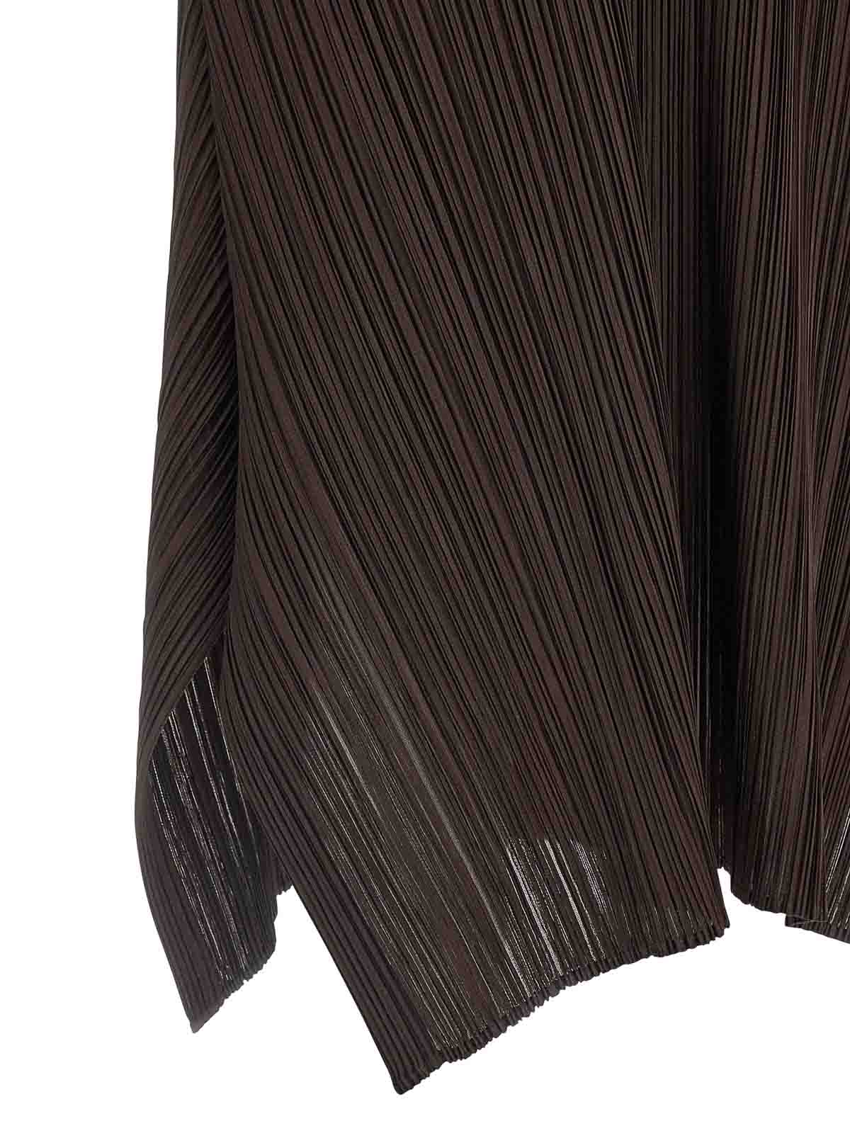 Issey Miyake July Midi Dress Round Neckline In Brown