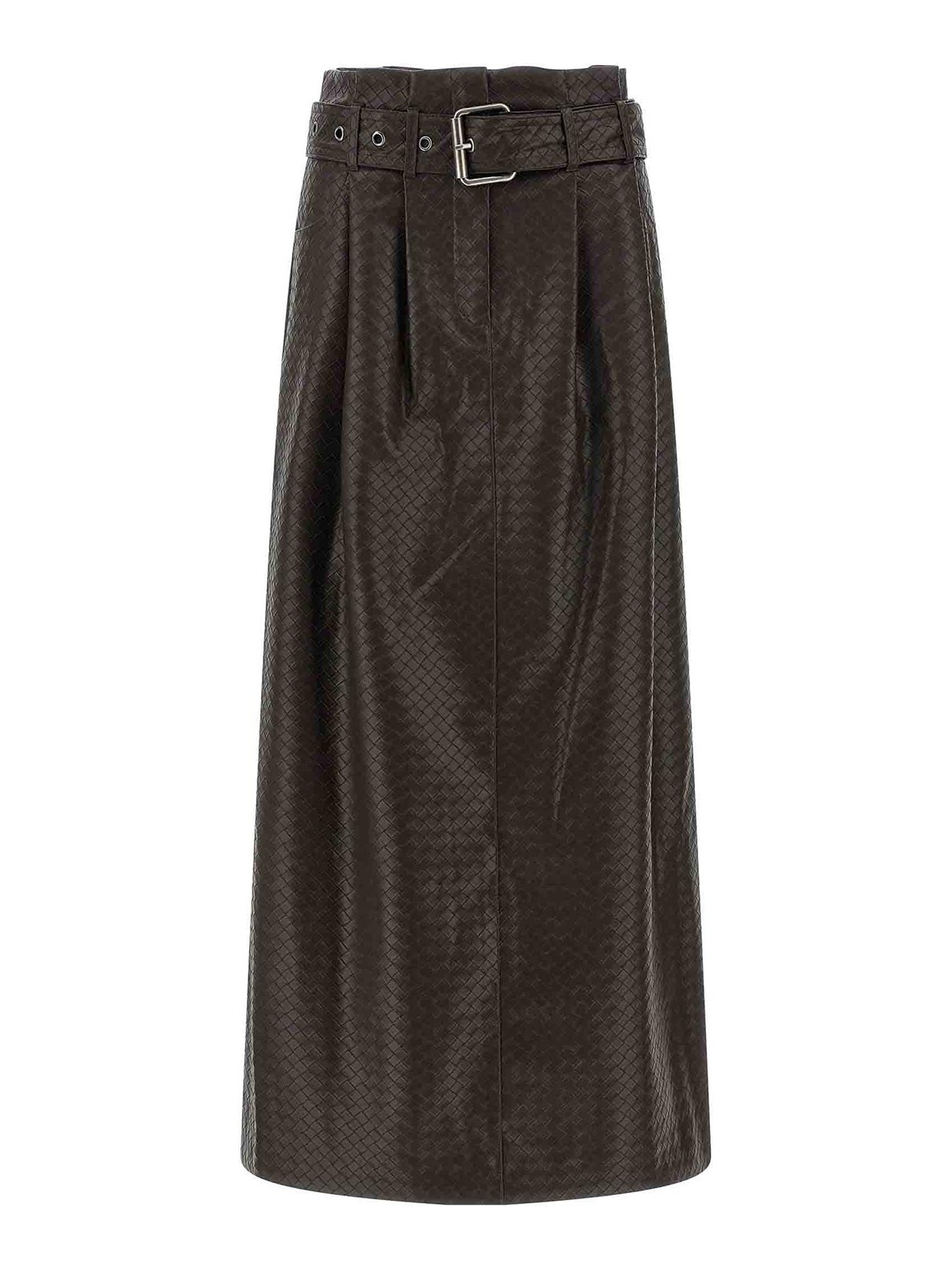 Rotate Birger Christensen Midi Paper Waist Skirt Chicory Coffee In Brown