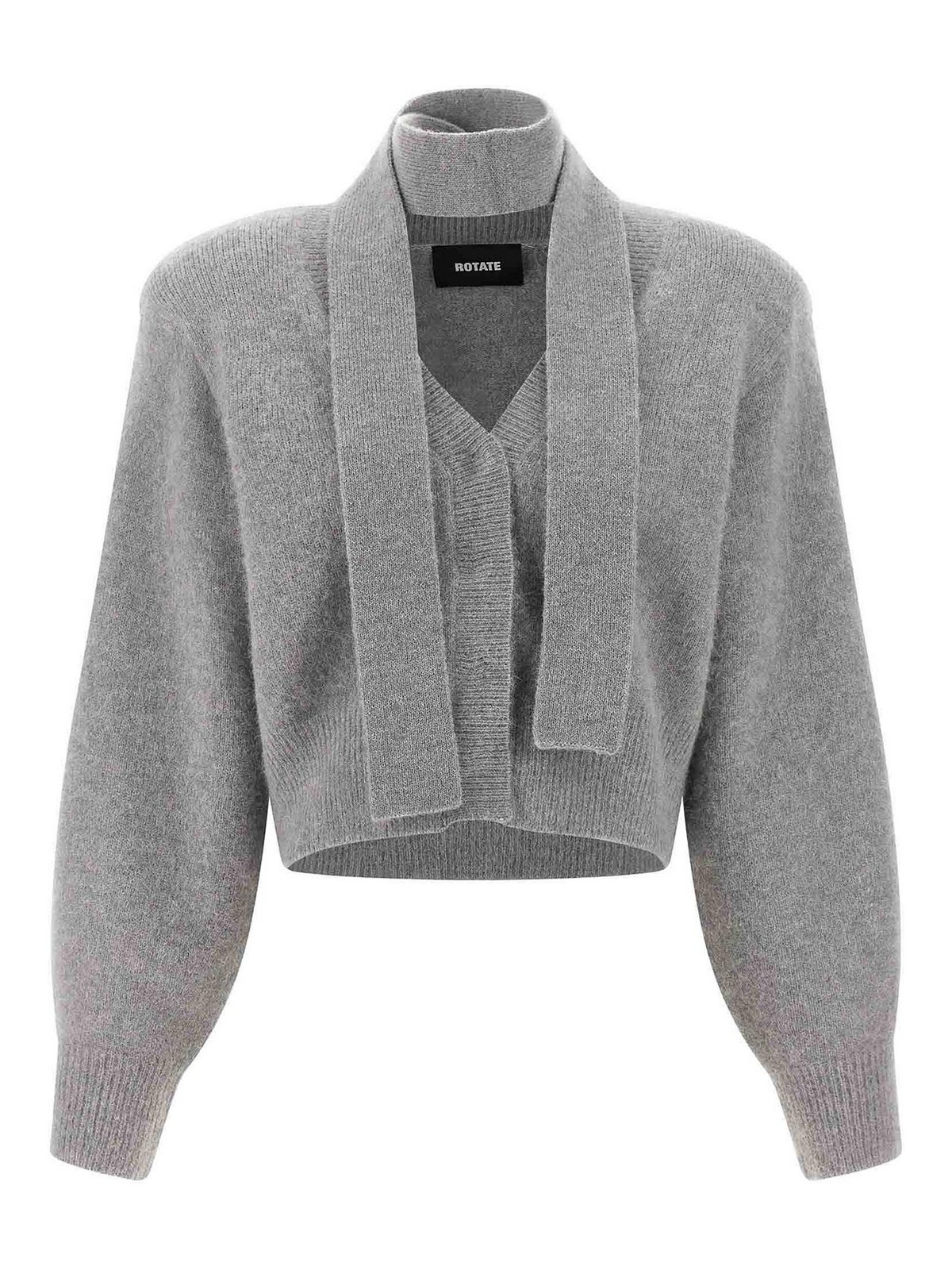Rotate Birger Christensen Scarf Cardigan In Gray