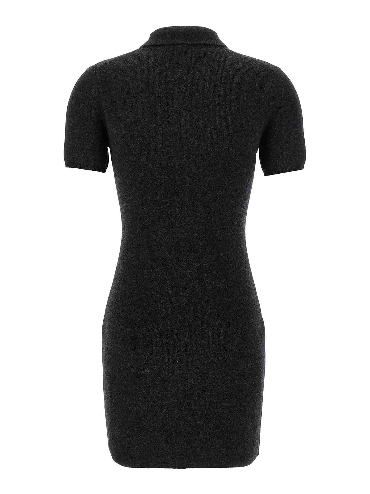 Alexander Wang T T By Alexander Wang Black Wool Blend Polo Dress In Multi