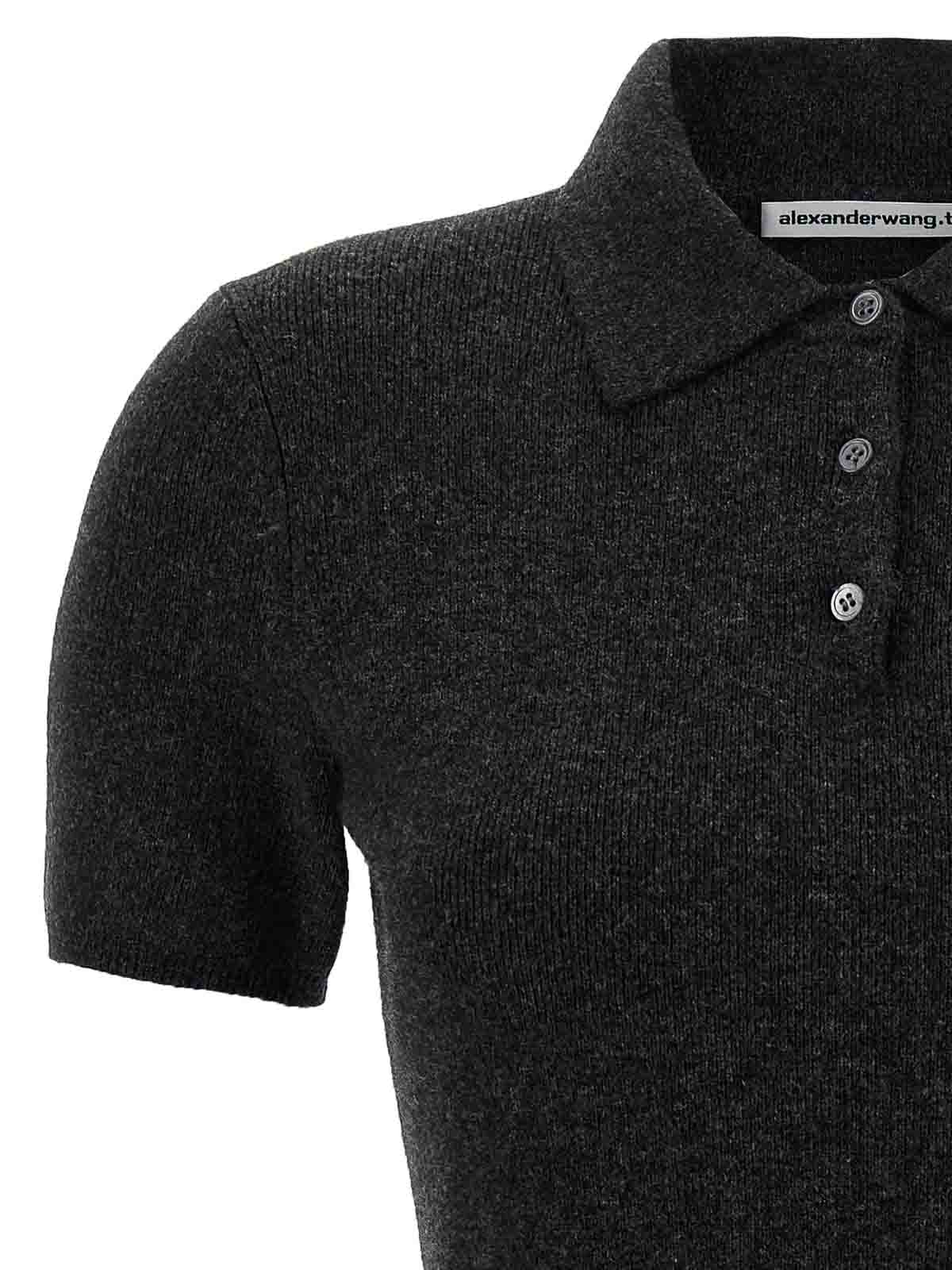 Alexander Wang T T By Alexander Wang Black Wool Blend Polo Dress In Multi