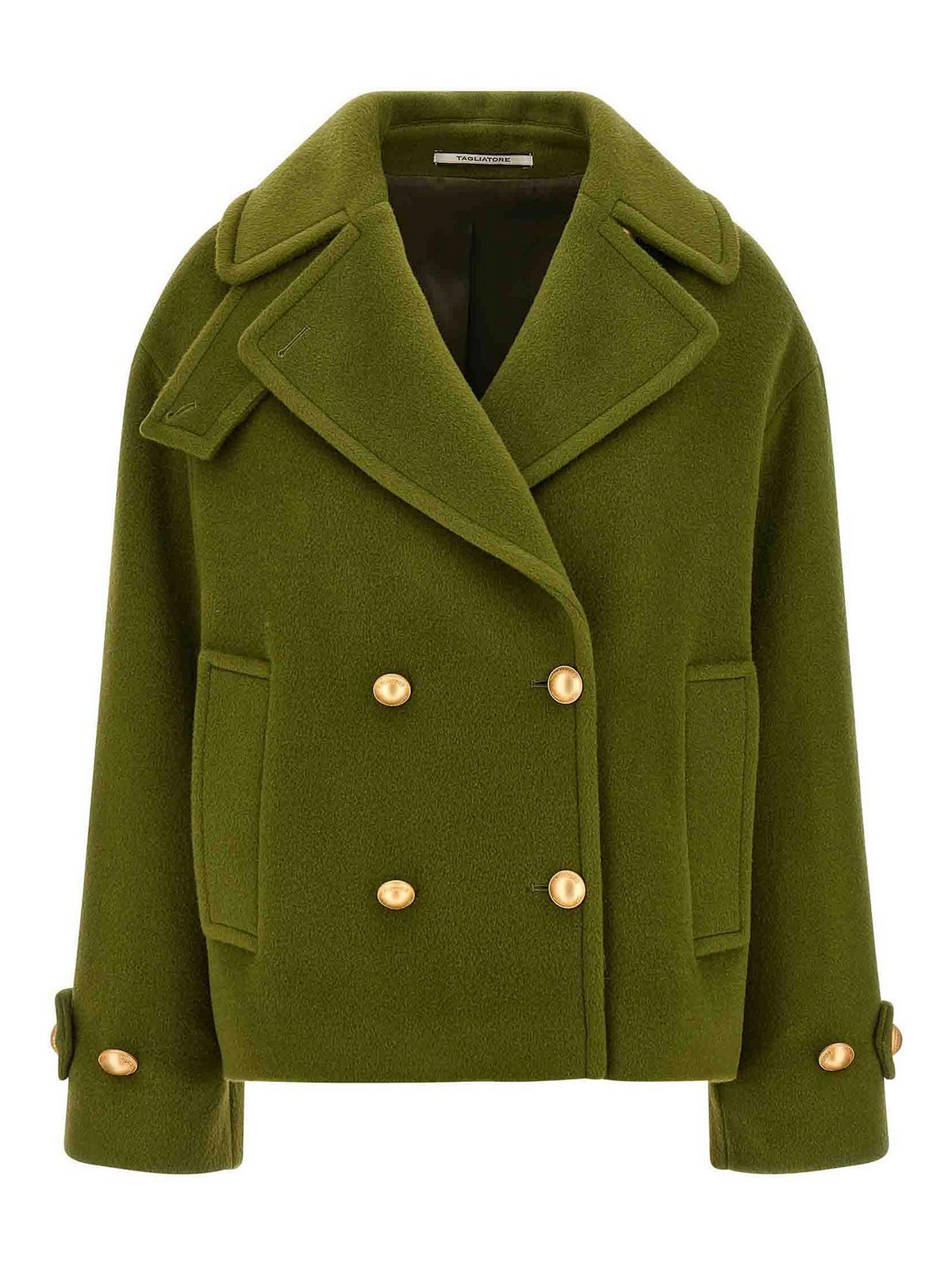 Tagliatore Double-breasted Mohair-wool Blend Coat In Green