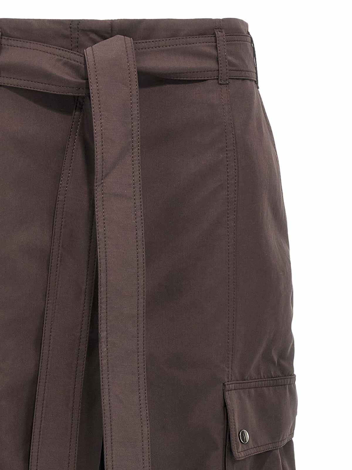 The Andamane Waist Belted Cargo Pants Button Elastic In Brown